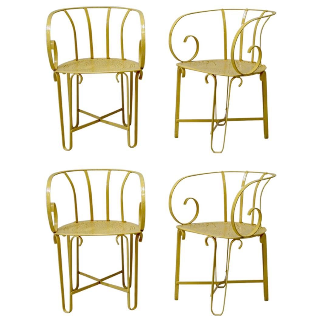 Four French Wrought Iron Garden Chairs, circa 1910