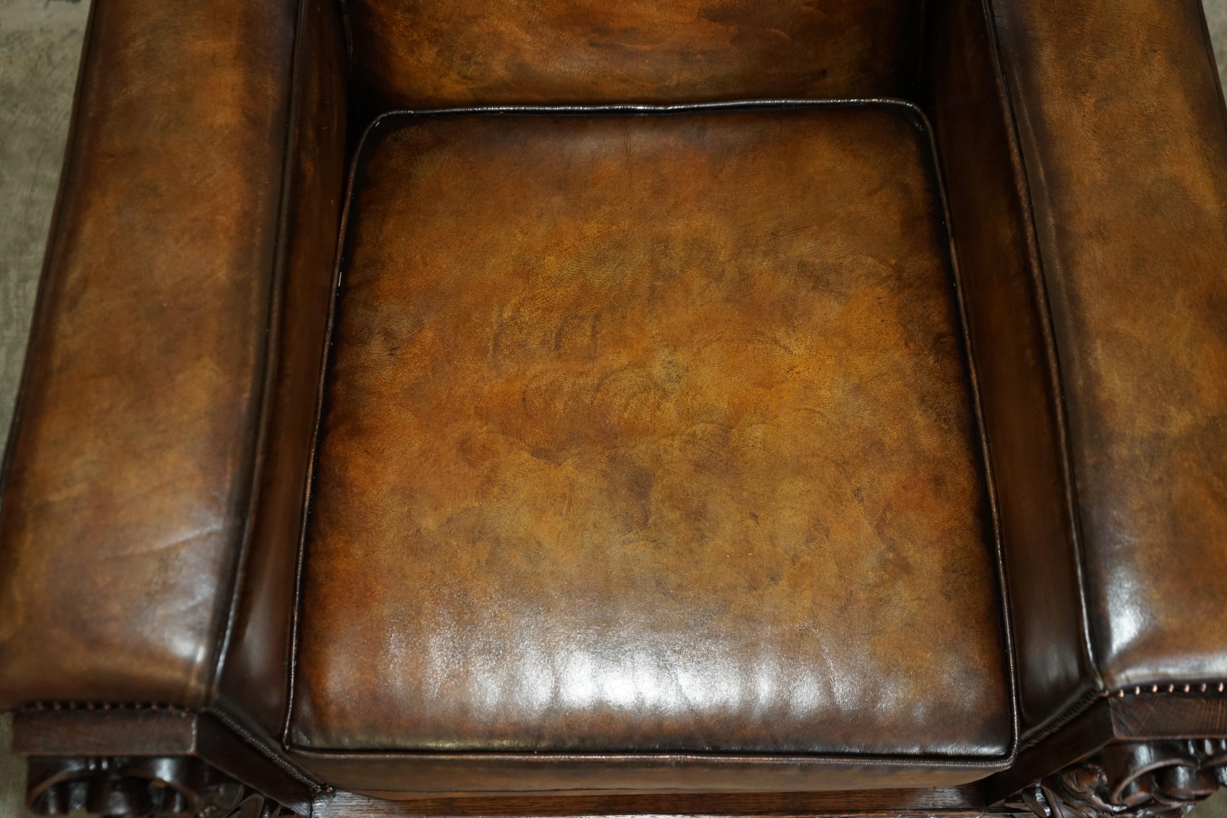 FOUR FULLY RESTORED ANTIQUE CLUB ARMCHAIRS WiTH GOTHIC CARved PANELS MUST SEE im Angebot 7