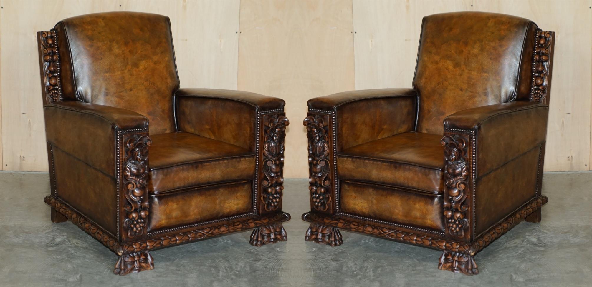 Royal House Antiques

Royal House Antiques is delighted to offer for sale four stunning fully restored antique hand dyed Cigar brown leather club armchairs with Gothic carved panels 

Please note the delivery fee listed is just a guide, it covers
