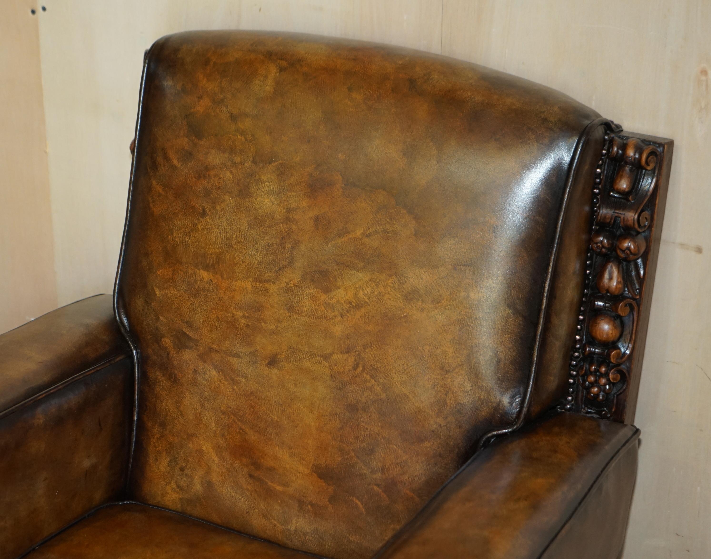 Hand-Crafted FOUR FULLY RESTORED ANTIQUE CLUB ARMCHAIRS WiTH GOTHIC CARVED PANELS MUST SEE For Sale