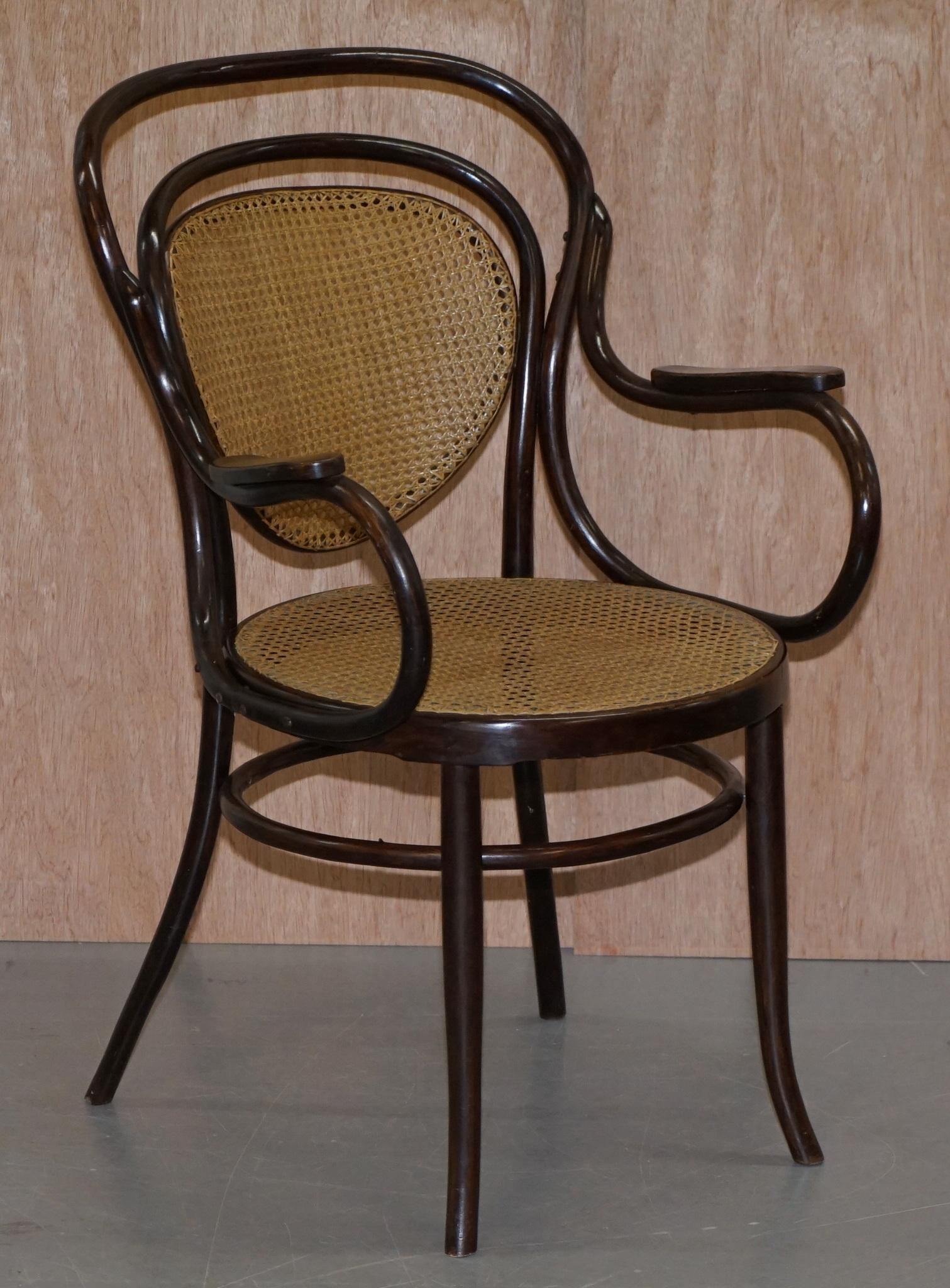 Hand-Crafted Four Fully Stamped circa 1890 J&J Jacob & Josef Kohn Bentwood Bergere Armchairs