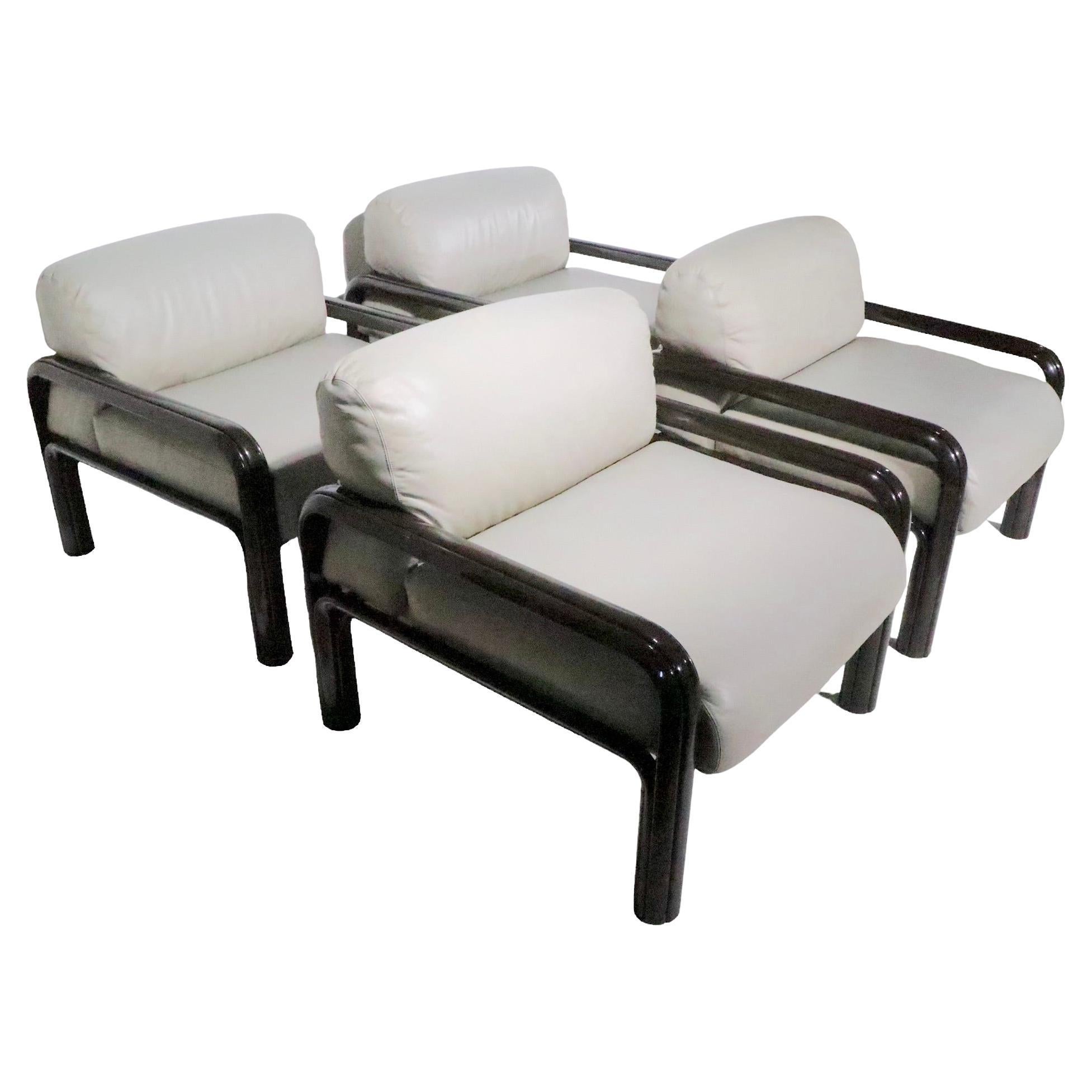 Gae Aulenti für Knoll: Leder  Lounge-Stühle um 1970  im Angebot