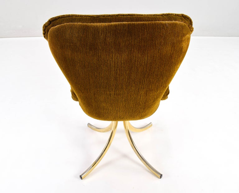 Four Gastone Rinaldi for RIMA Velvet and Brass Swivel Dining Chairs, Italy 1970 8