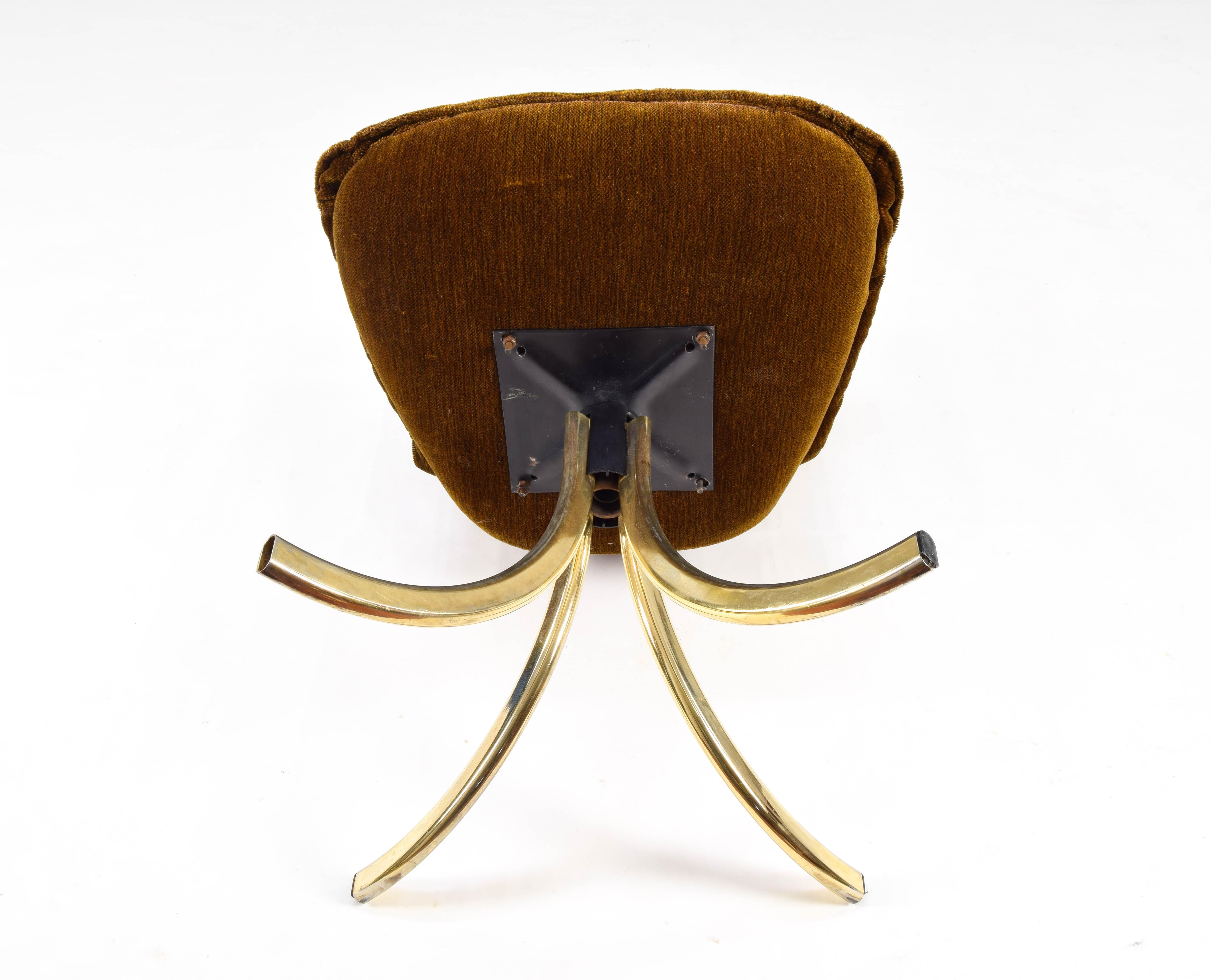 Four Gastone Rinaldi for RIMA Velvet and Brass Swivel Dining Chairs, Italy 1970 10