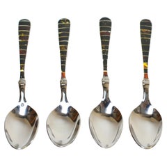 Quattro cucchiai da dessert in vera ambra inossidabile Italia Pinti 1810