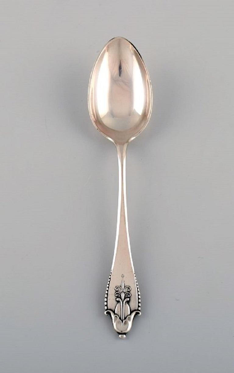 Art Deco Four Georg Jensen Akkeleje Dessert Spoons in Silver 830, Dated 1920 For Sale