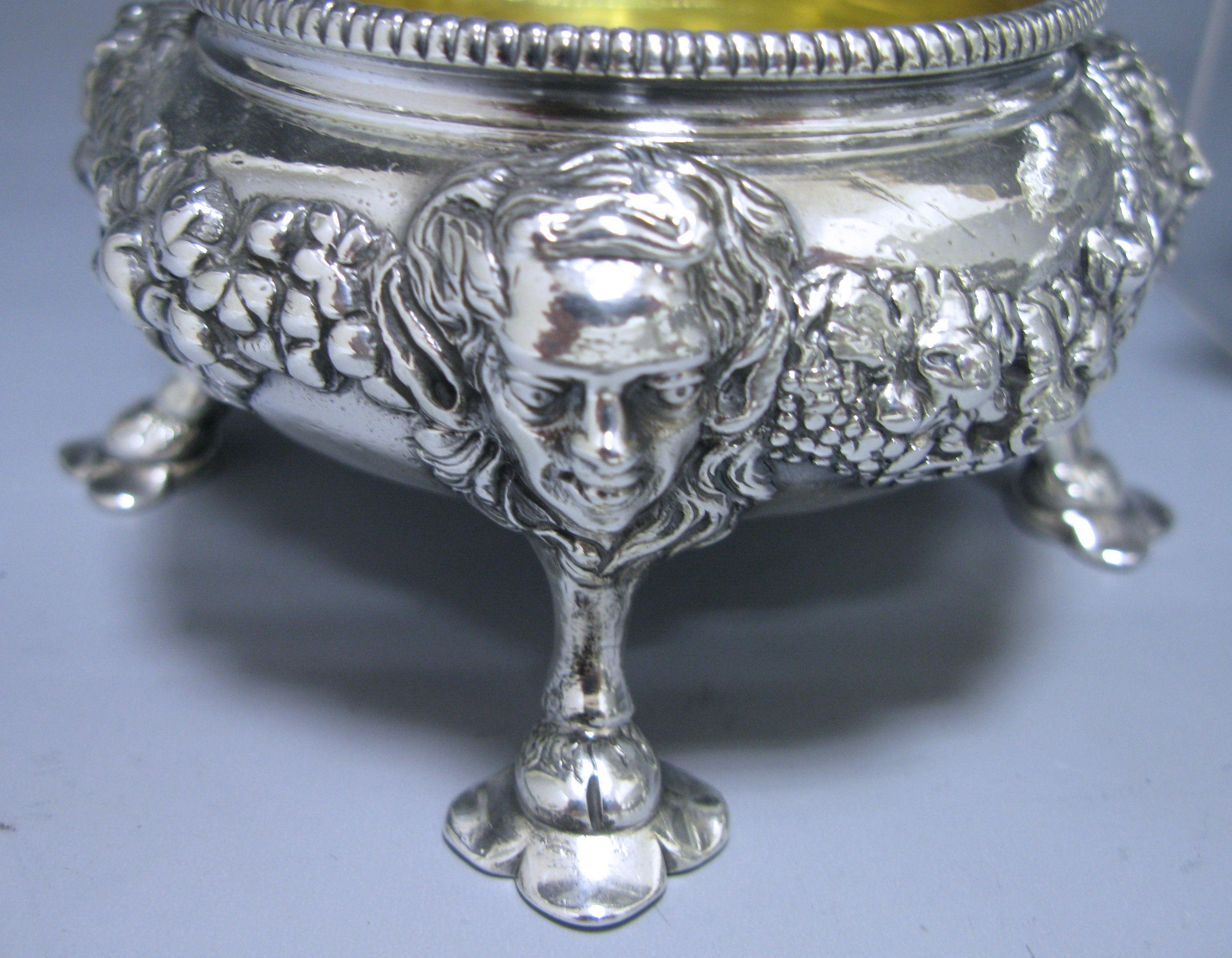 English Four George II Antique Silver Salts For Sale