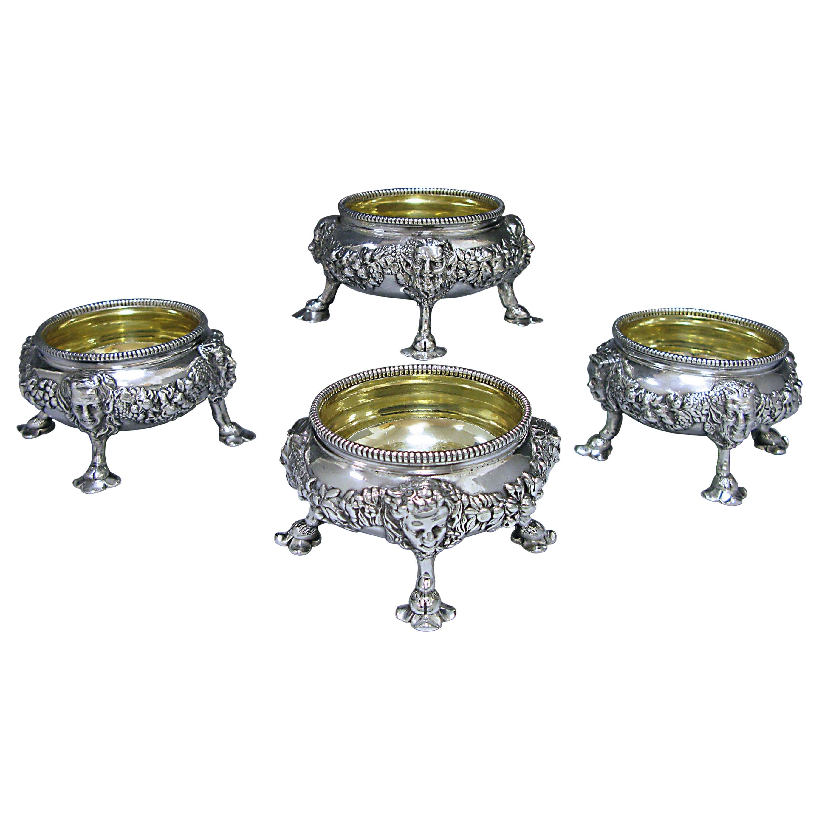 Four George II Antique Silver Salts For Sale