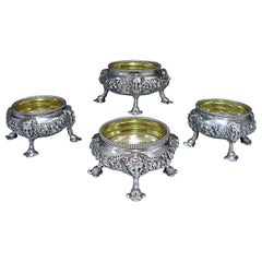 Four George II Antique Silver Salts
