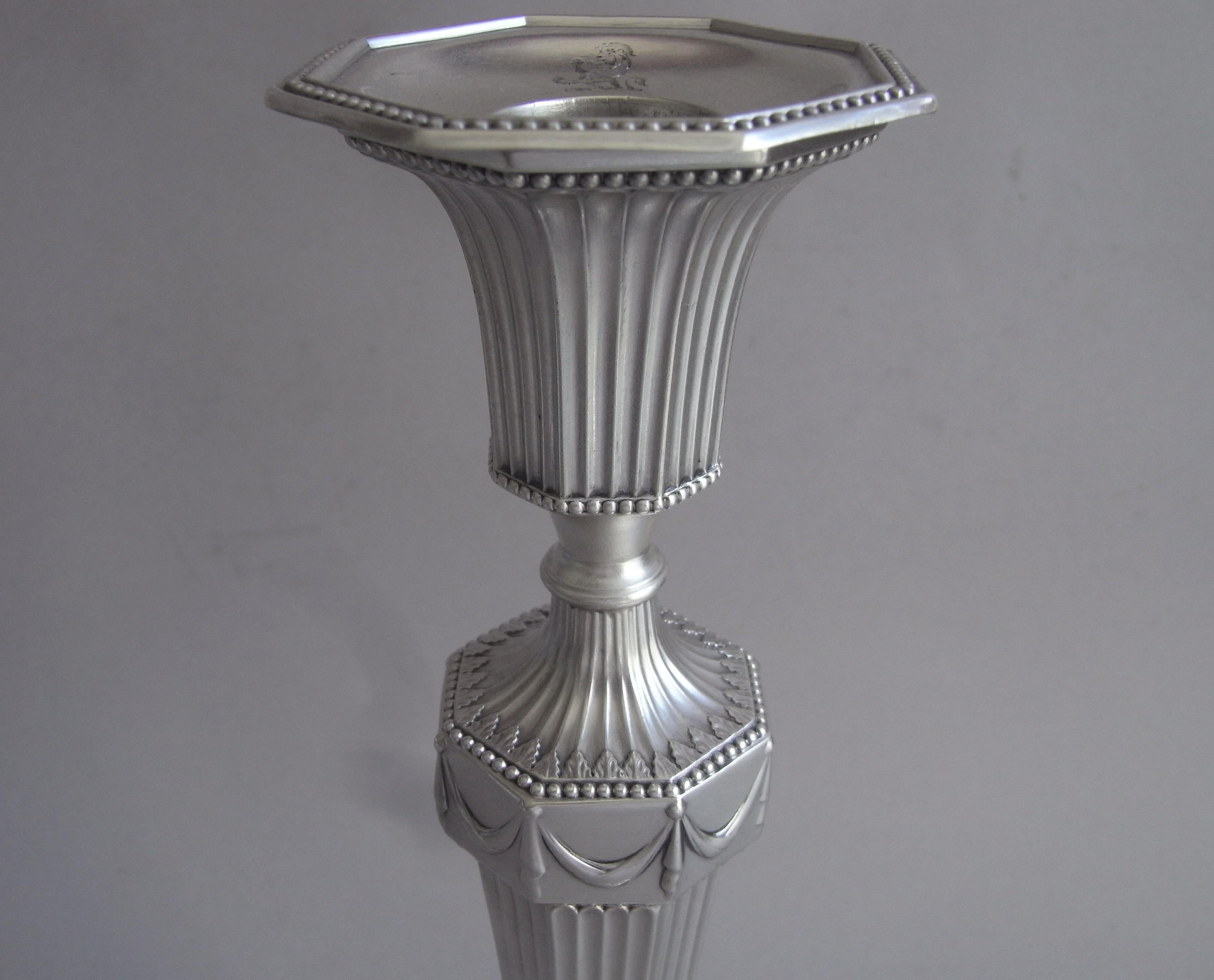 Four George III Candlesticks Made in Sheffield in 1782 by Smith & Sharp In Good Condition In London, GB