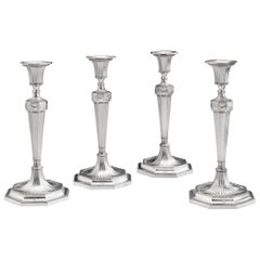 Four George III Candlesticks Made in Sheffield in 1782 by Smith & Sharp