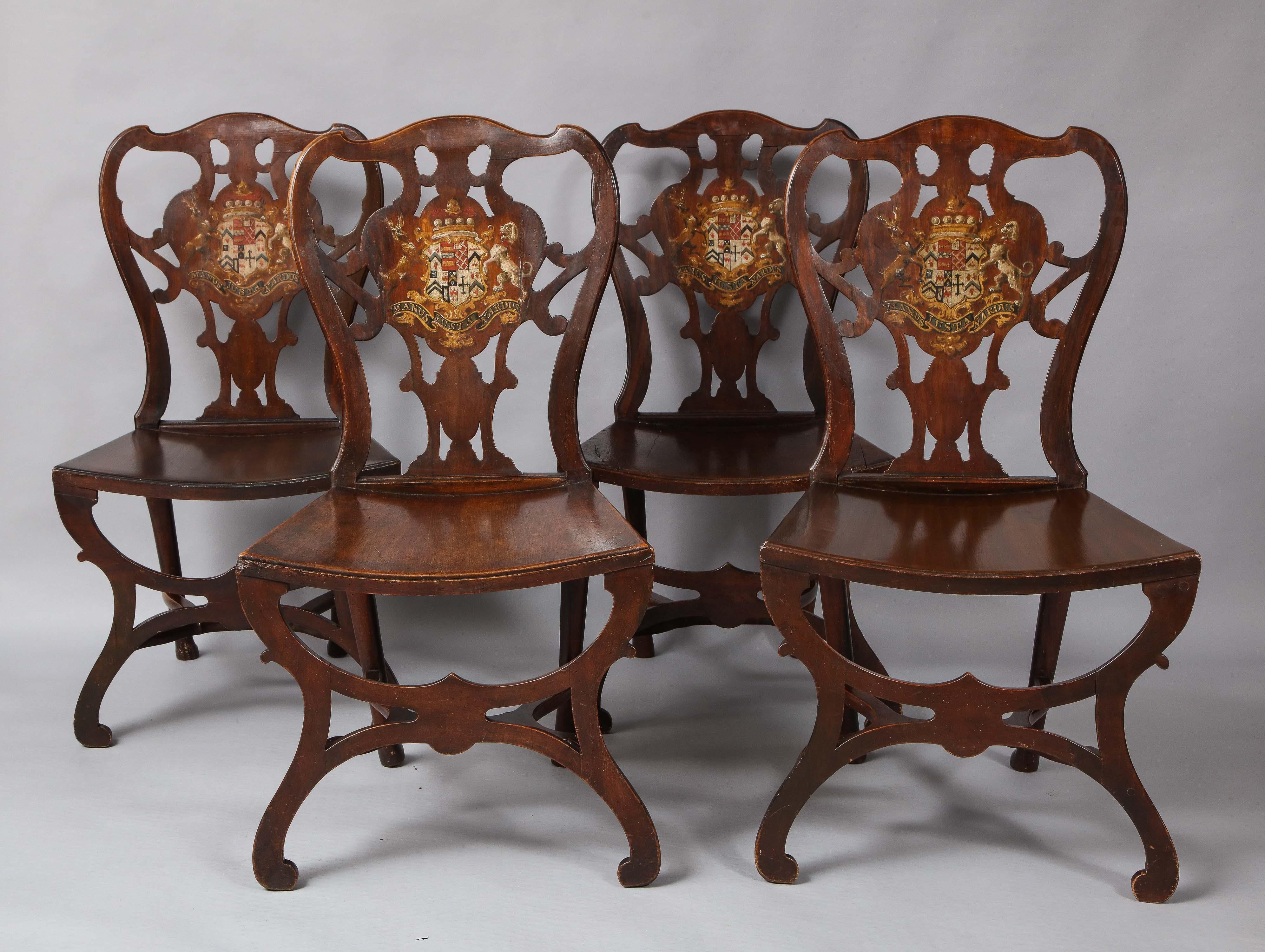 Irish Four George III Hall Chairs