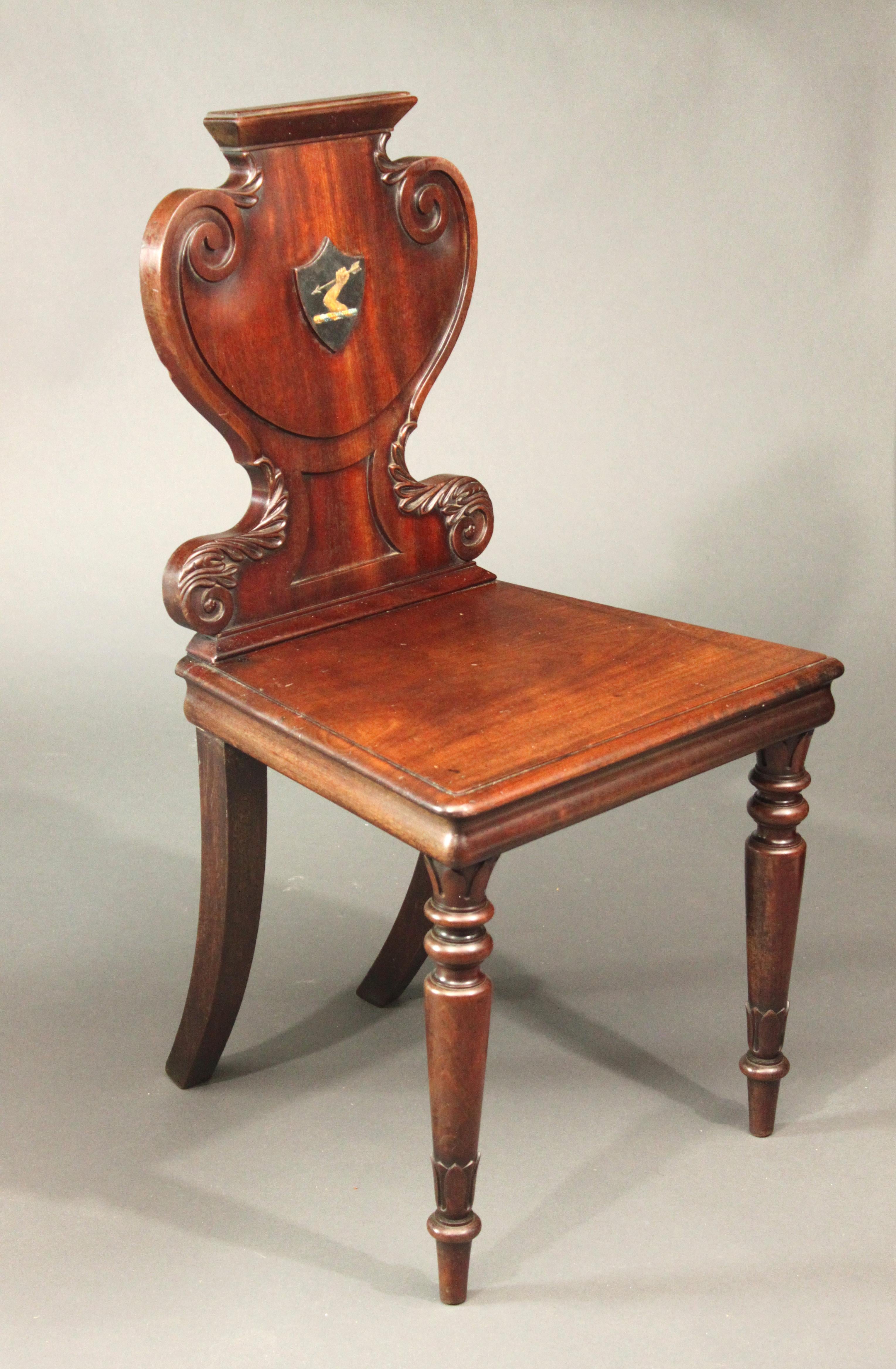 Irish Four George IV Armorial Hall Chairs