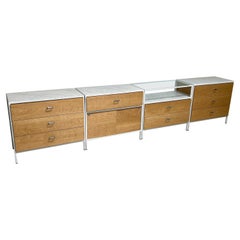 Four George Nelson Steel Frame Cabinets with Marble Tops