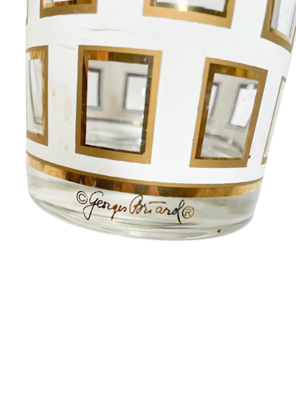 Américain Quatre verres à pied The Window de Georges Briard en blanc et or 22 carats en vente