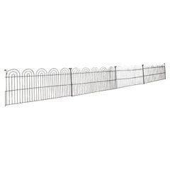 Antique Four Georgian Wrought Iron Railing Lengths with Hand-Formed Circular End Finials