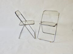 Quatre chaises pliantes en aluminium chromé et lucite de Giancarlo Piretti pour Castelli