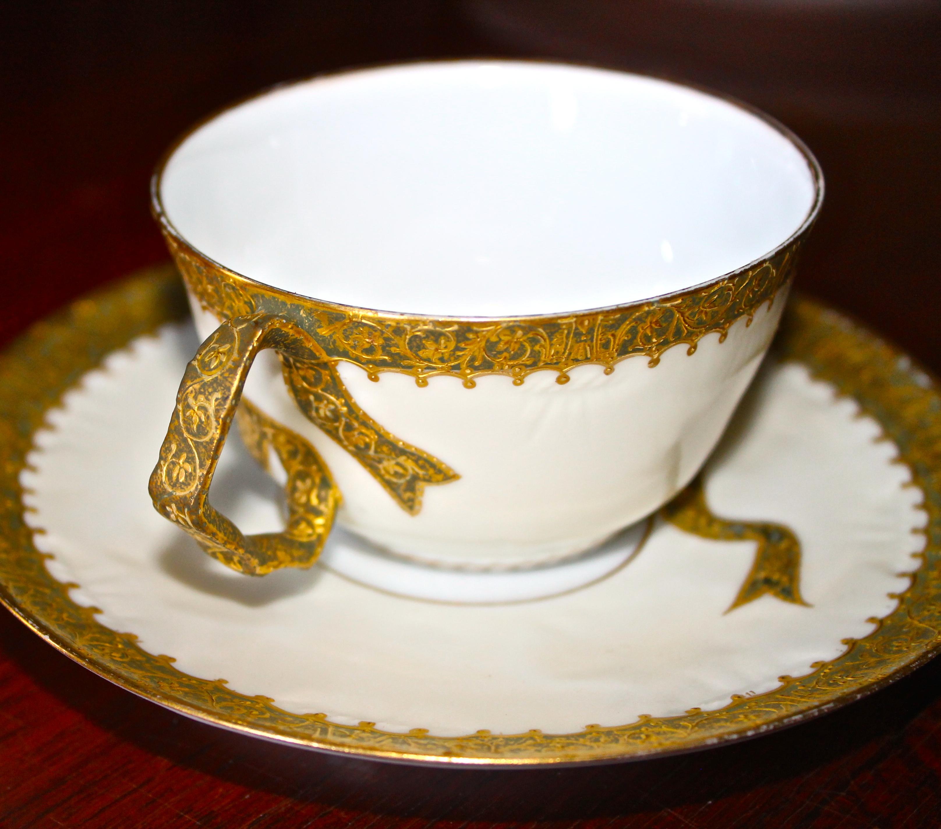 Four Gilded Age Mansard, Paris Sevres Style Porcelain Tea Services For Sale 4