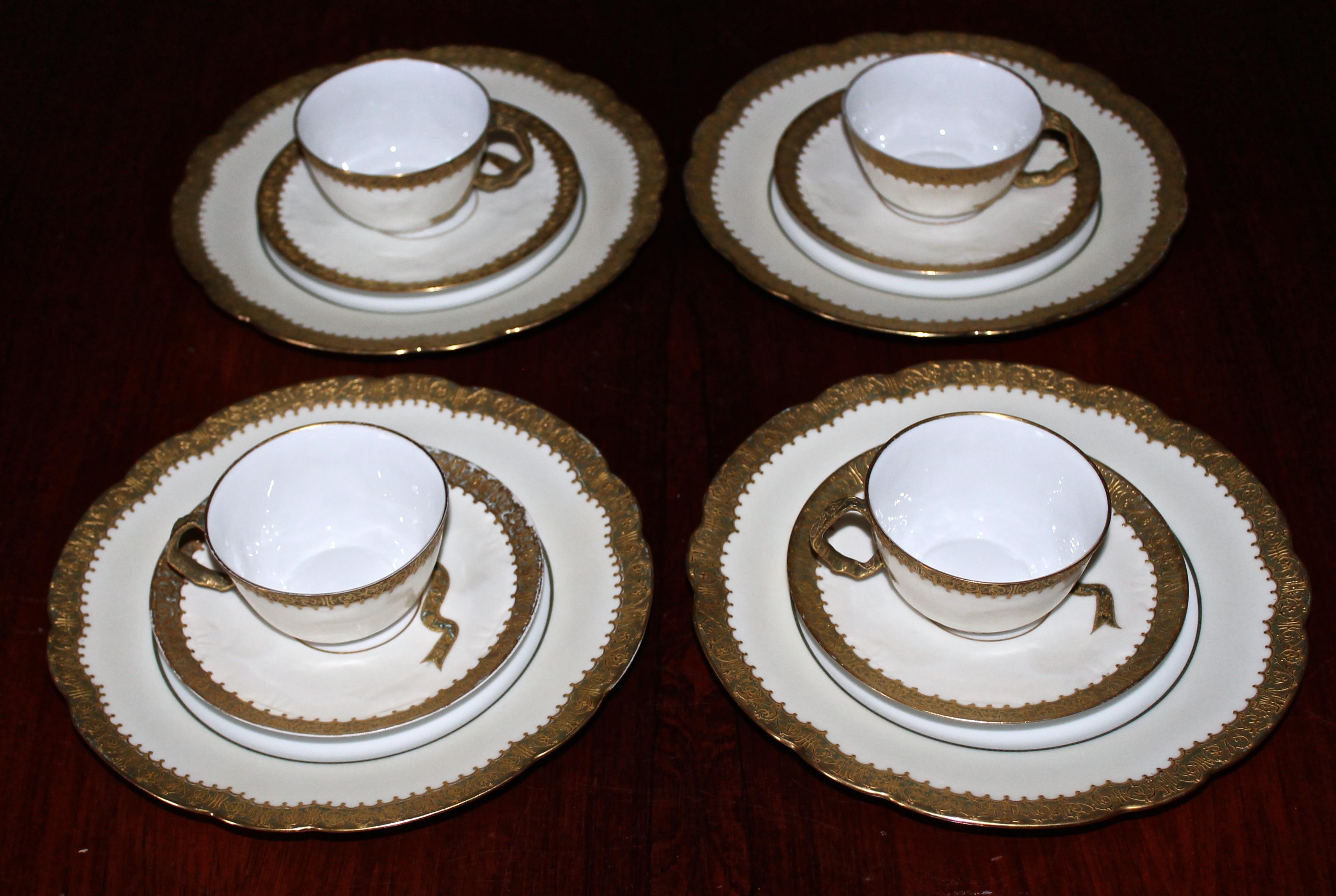 Belle Époque Four Gilded Age Mansard, Paris Sevres Style Porcelain Tea Services For Sale