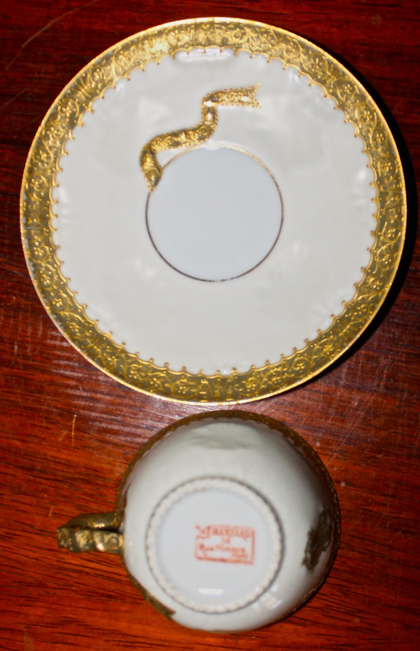 Gilt Four Gilded Age Mansard, Paris Sevres Style Porcelain Tea Services For Sale
