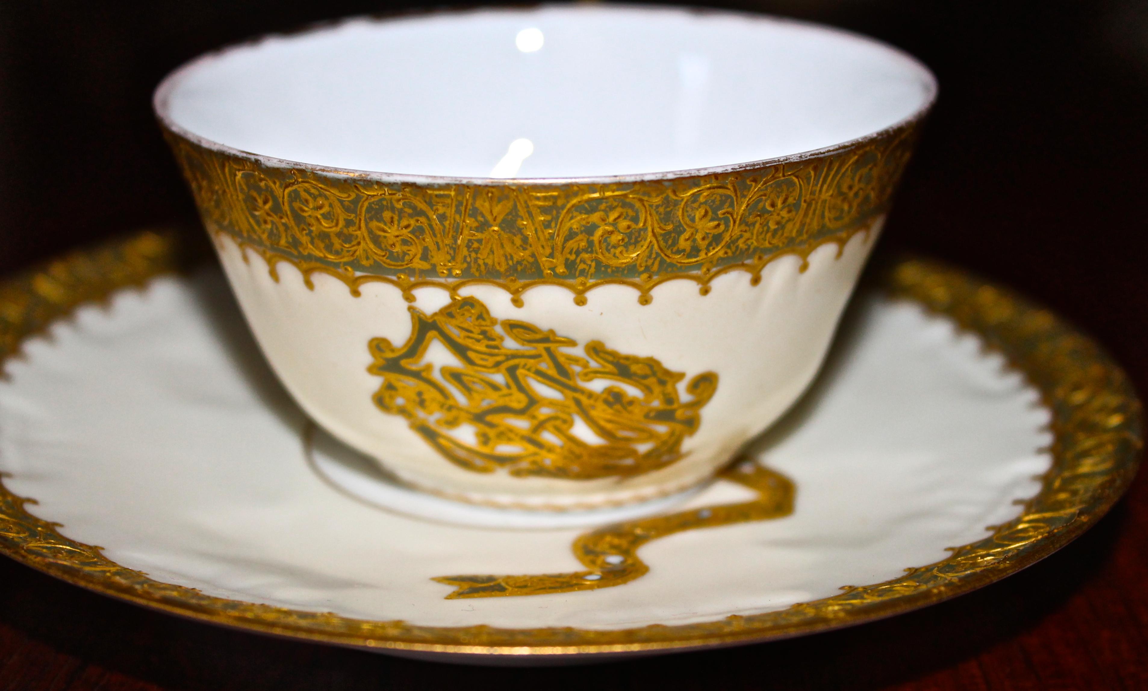 Four Gilded Age Mansard, Paris Sevres Style Porcelain Tea Services For Sale 2