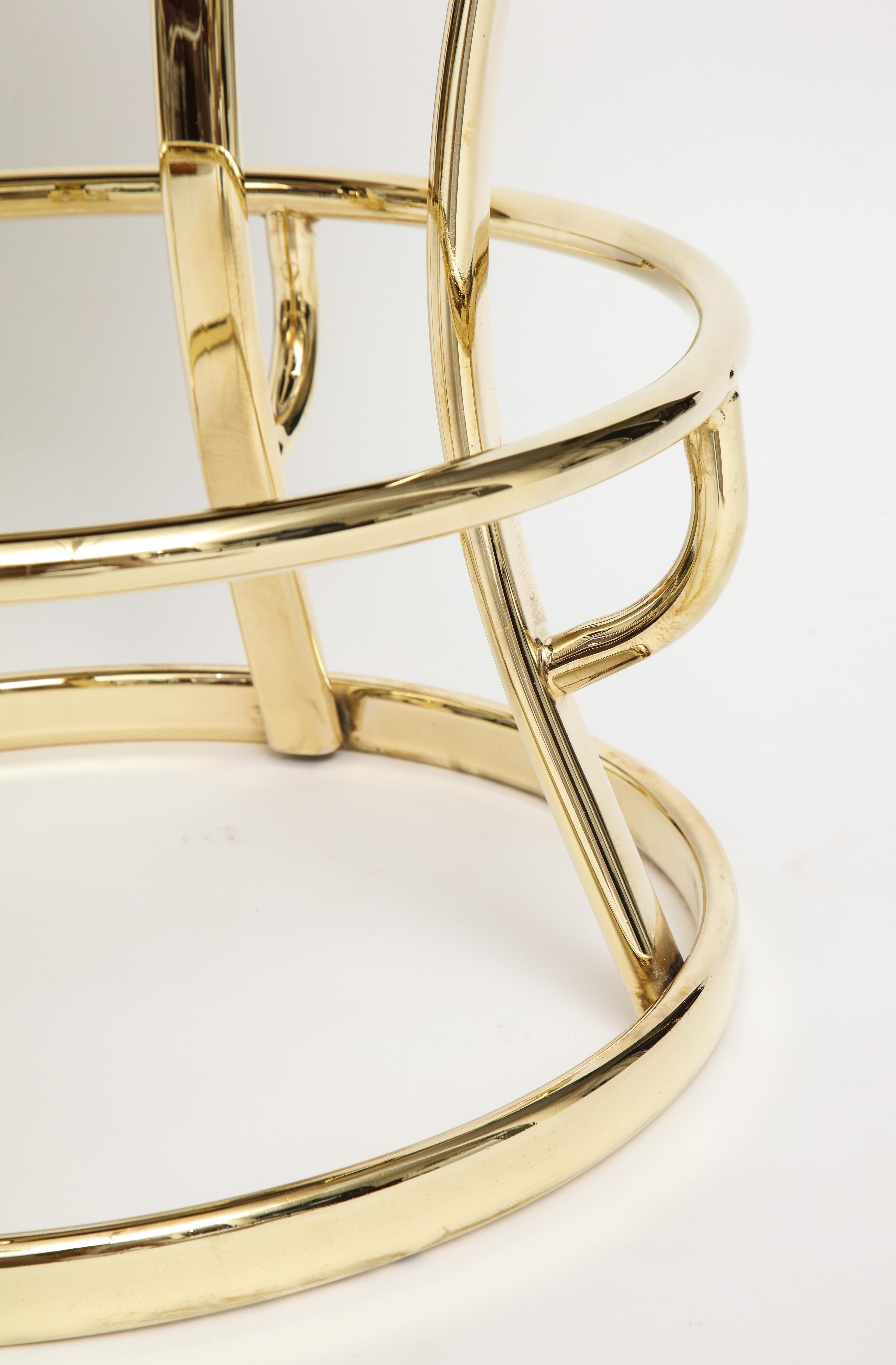 Four Glamorous Brass and Grey Barstools, Midcentury, France, 1970s In Good Condition In New York, NY