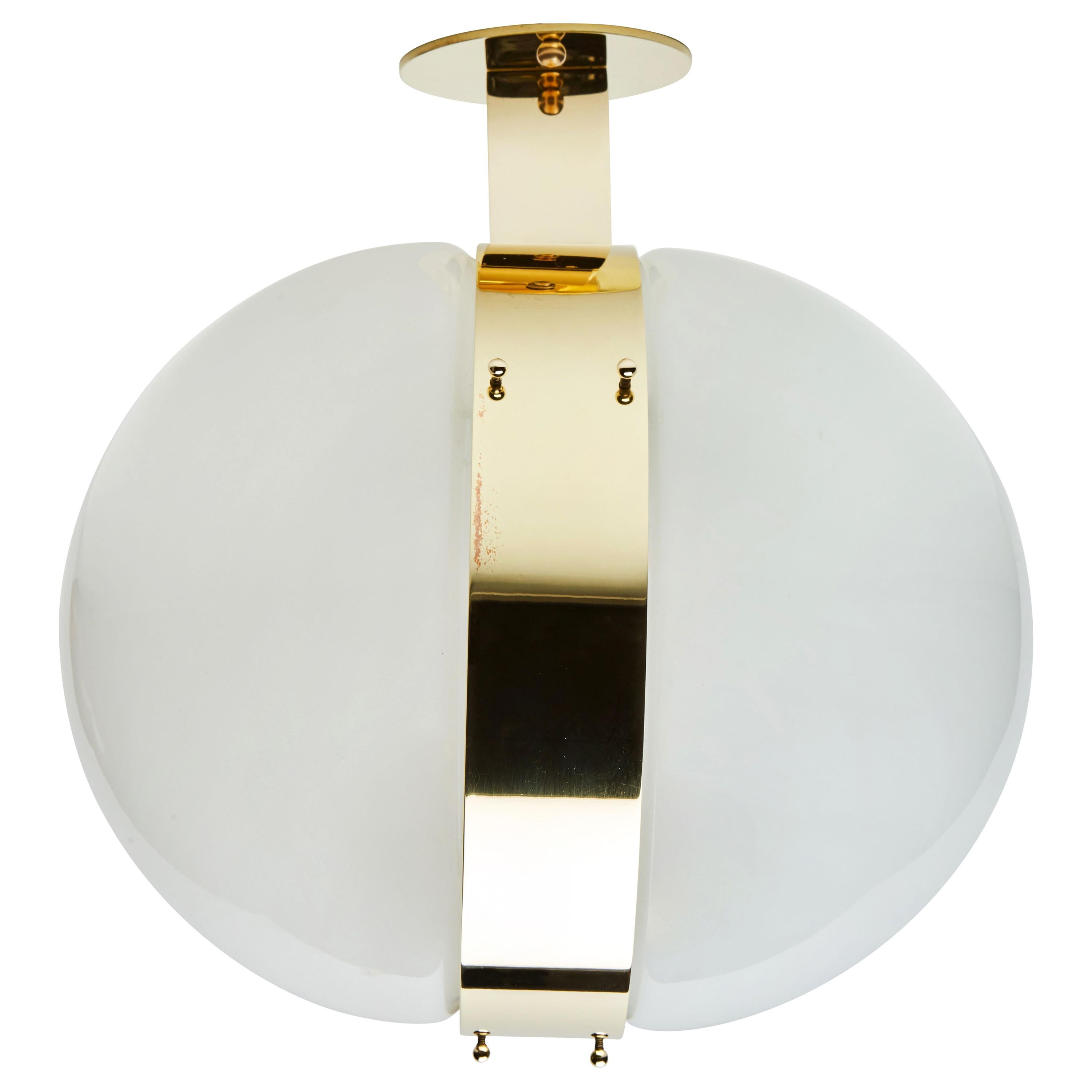 Single Glass and Brass Clio Wall or Ceiling Light by Sergio Mazza