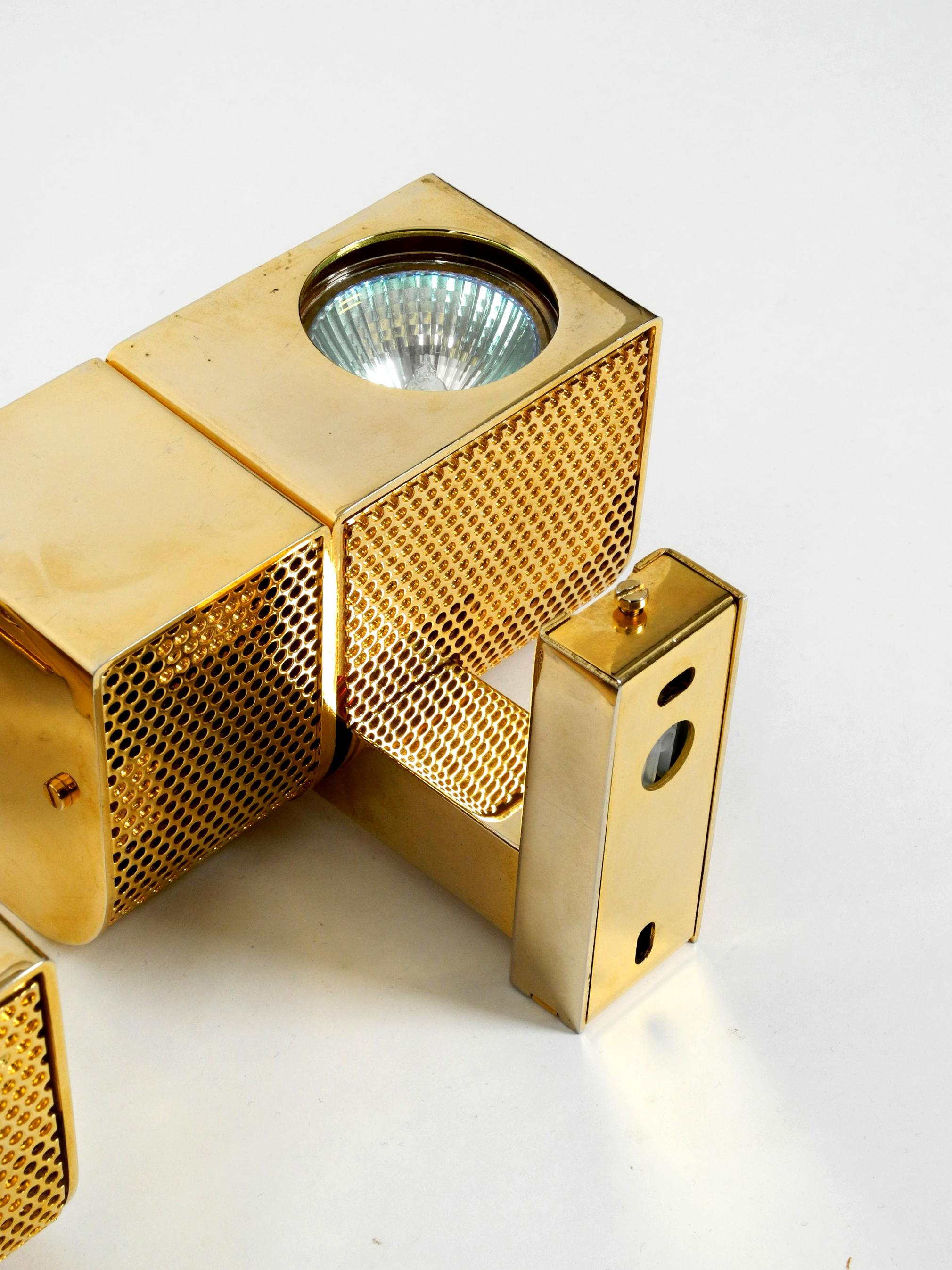 Four Gold-Colored Halogen Wall or Ceiling Spotlights from the 1980s 2