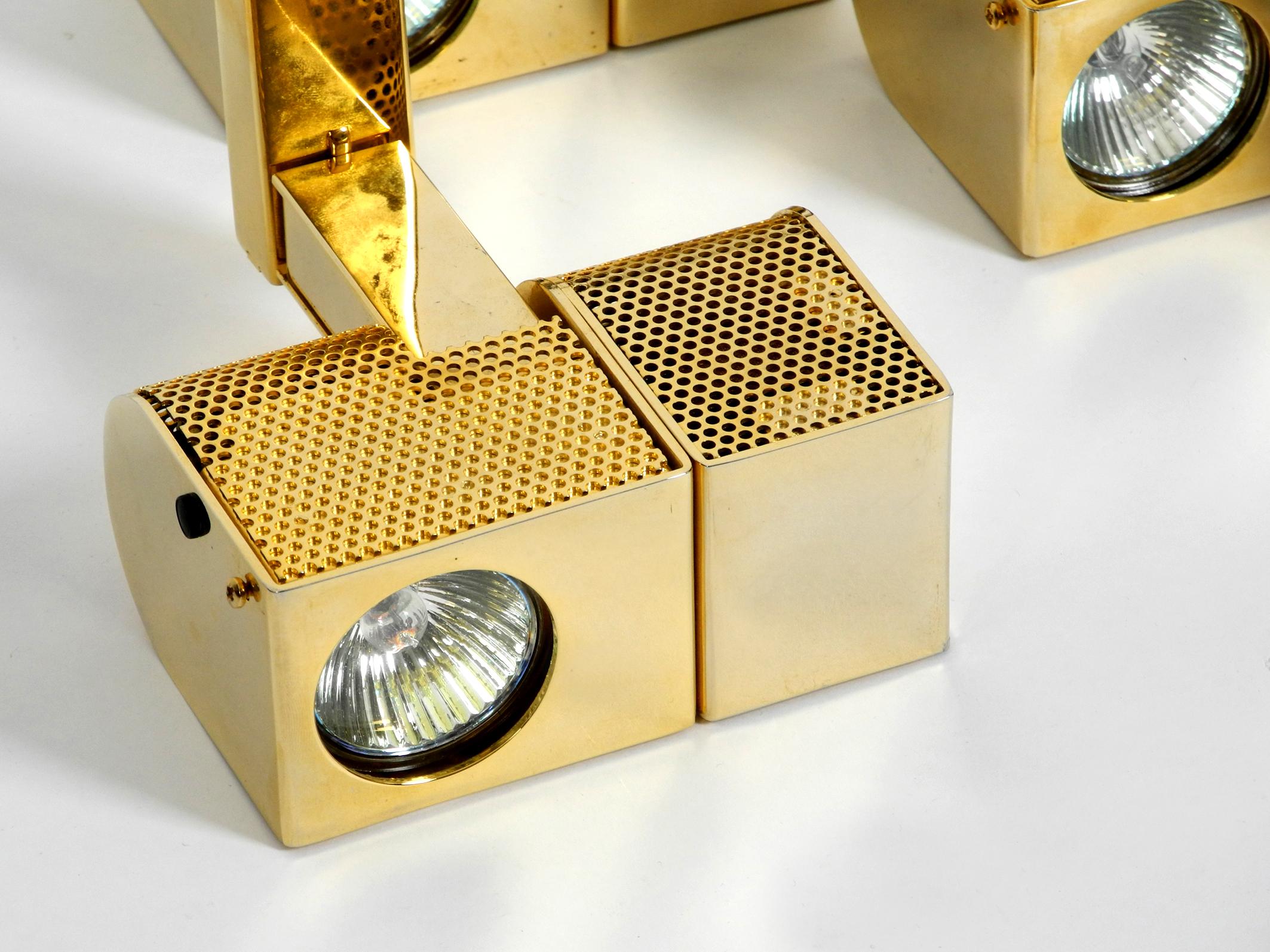Four Gold-Colored Halogen Wall or Ceiling Spotlights from the 1980s 5