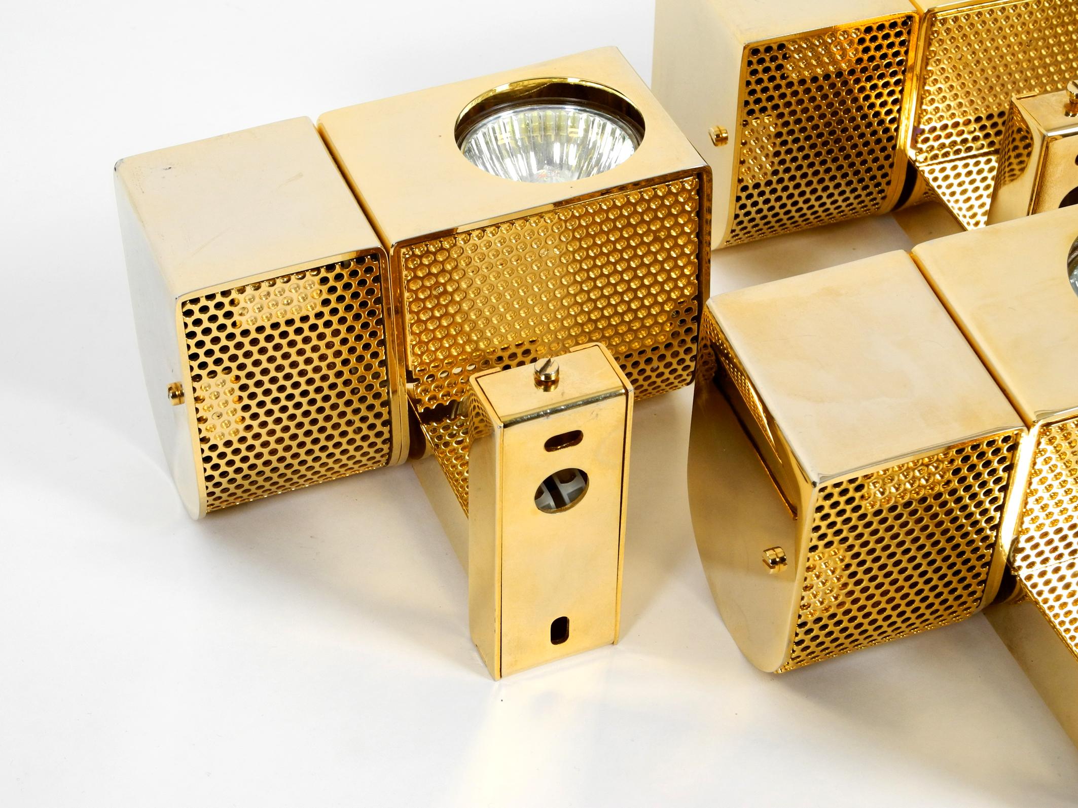 Four Gold-Colored Halogen Wall or Ceiling Spotlights from the 1980s 6