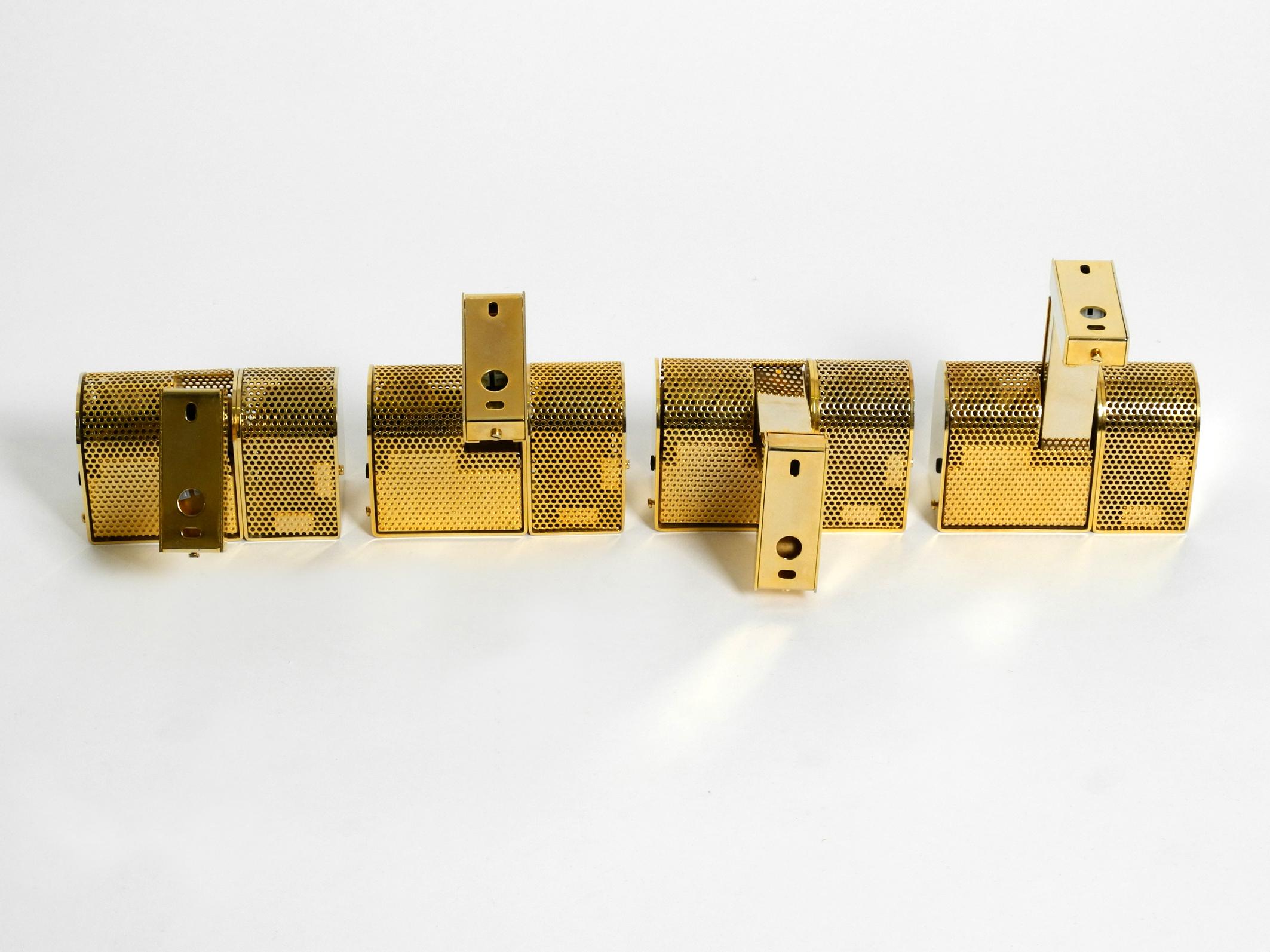 Four Gold-Colored Halogen Wall or Ceiling Spotlights from the 1980s 7