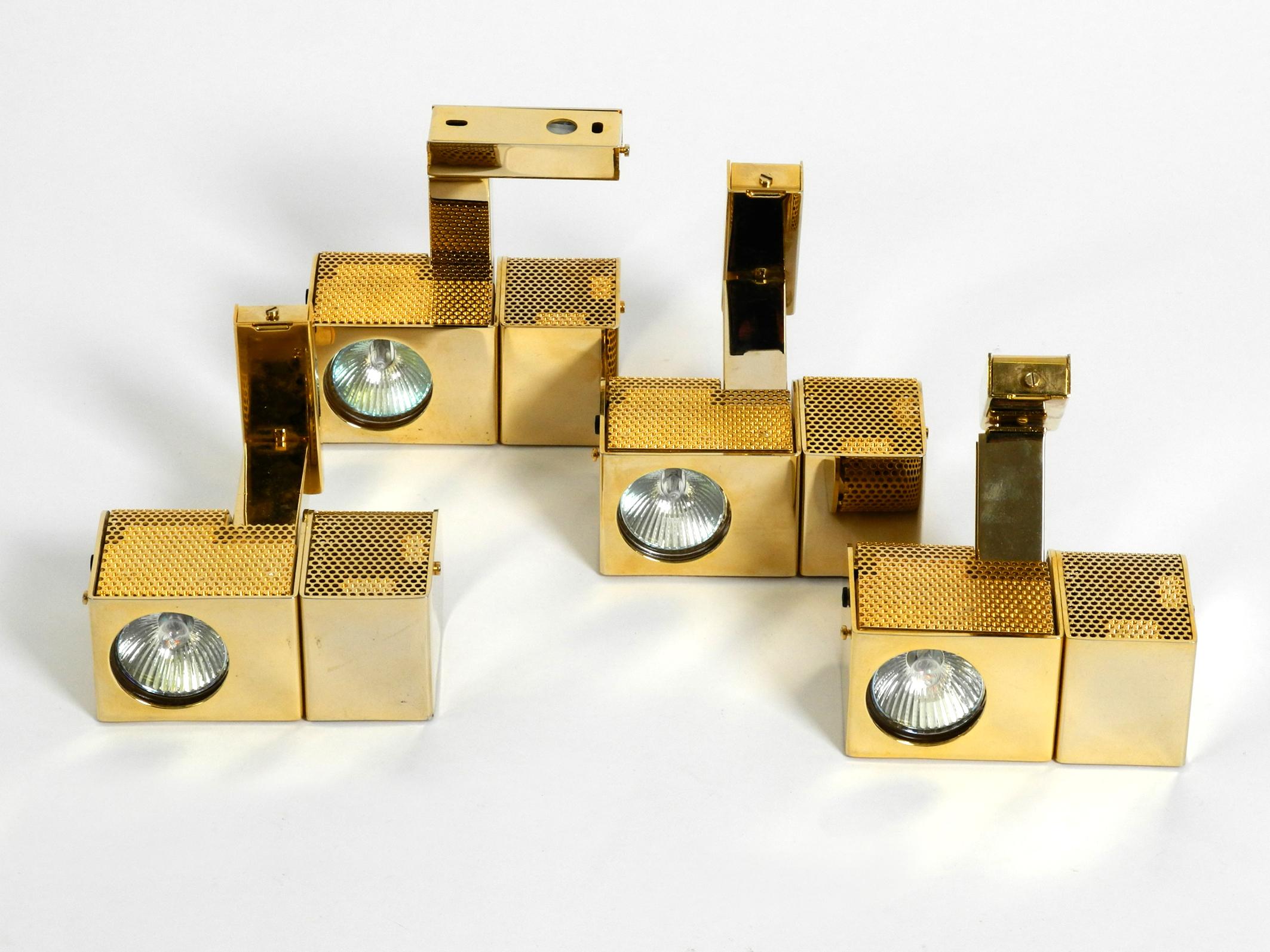 Four Gold-Colored Halogen Wall or Ceiling Spotlights from the 1980s 8