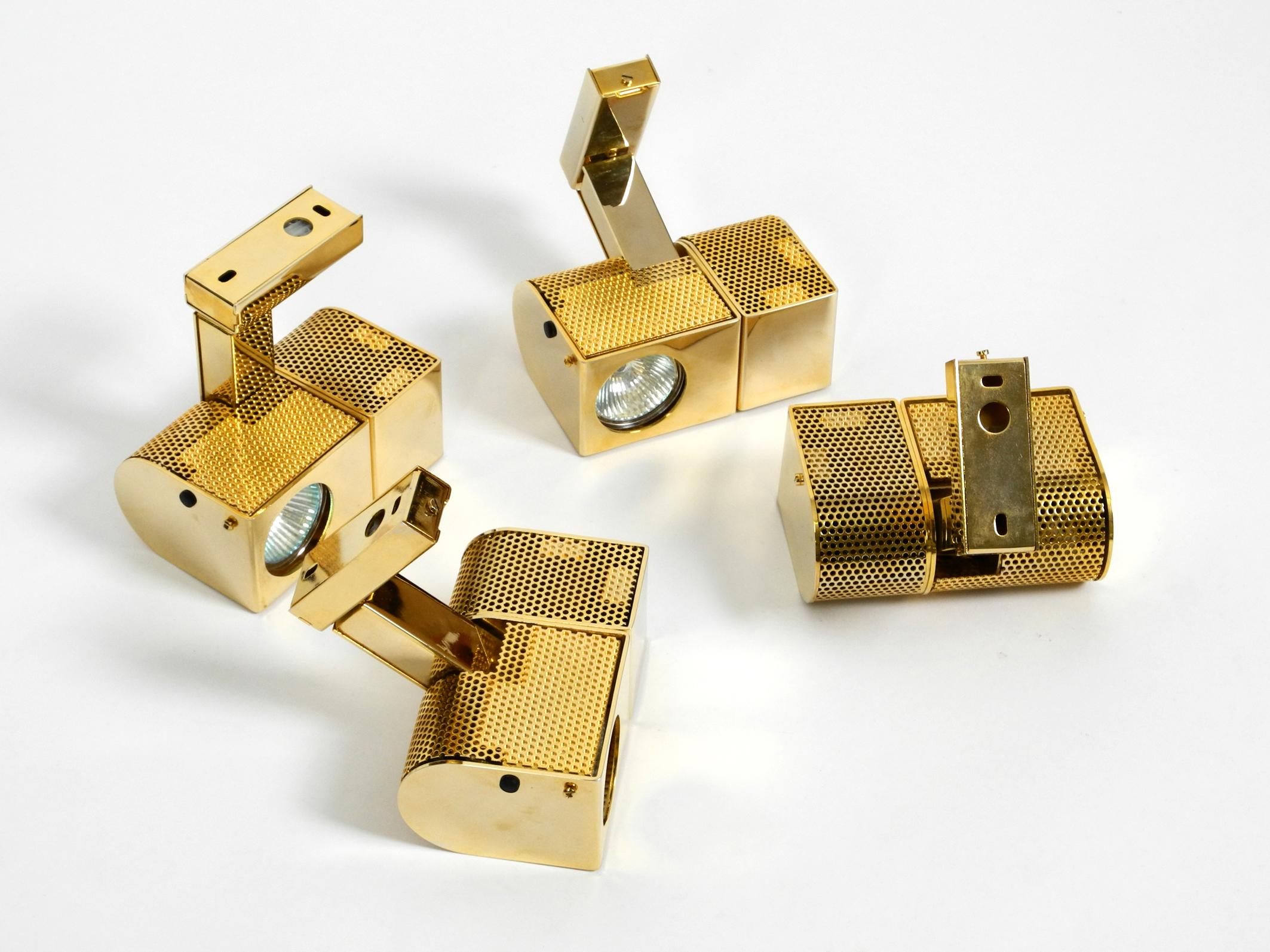 Four Gold-Colored Halogen Wall or Ceiling Spotlights from the 1980s 9