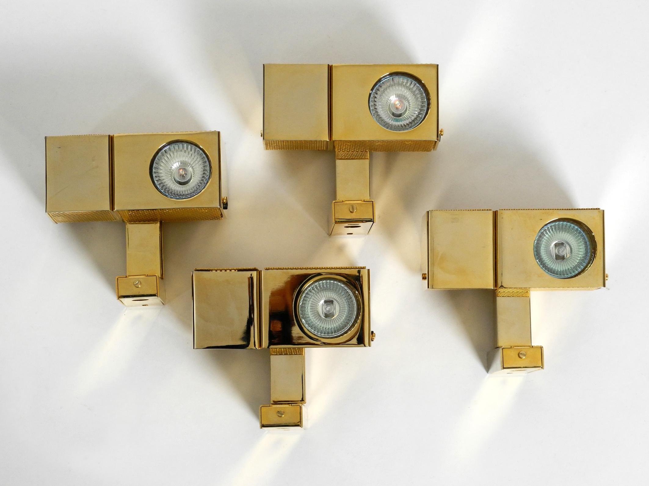 Four Gold-Colored Halogen Wall or Ceiling Spotlights from the 1980s 10
