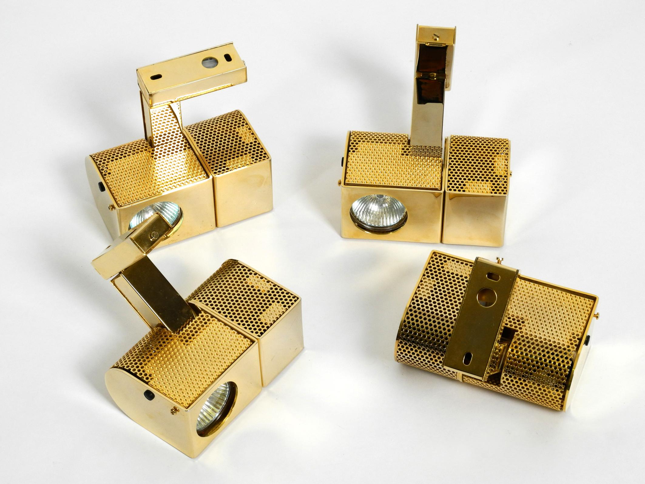 Four Gold-Colored Halogen Wall or Ceiling Spotlights from the 1980s 11