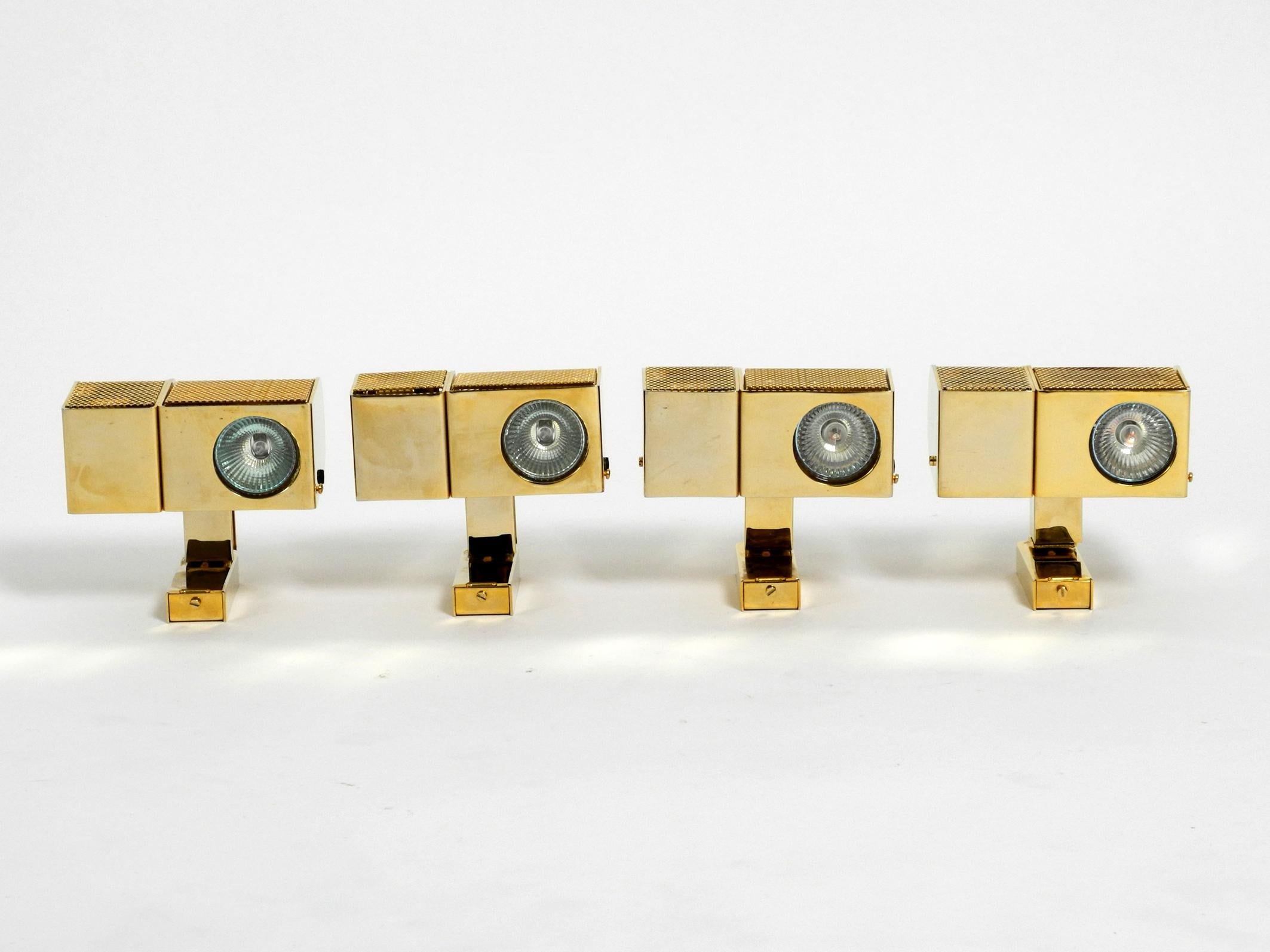 Four Gold-Colored Halogen Wall or Ceiling Spotlights from the 1980s 12