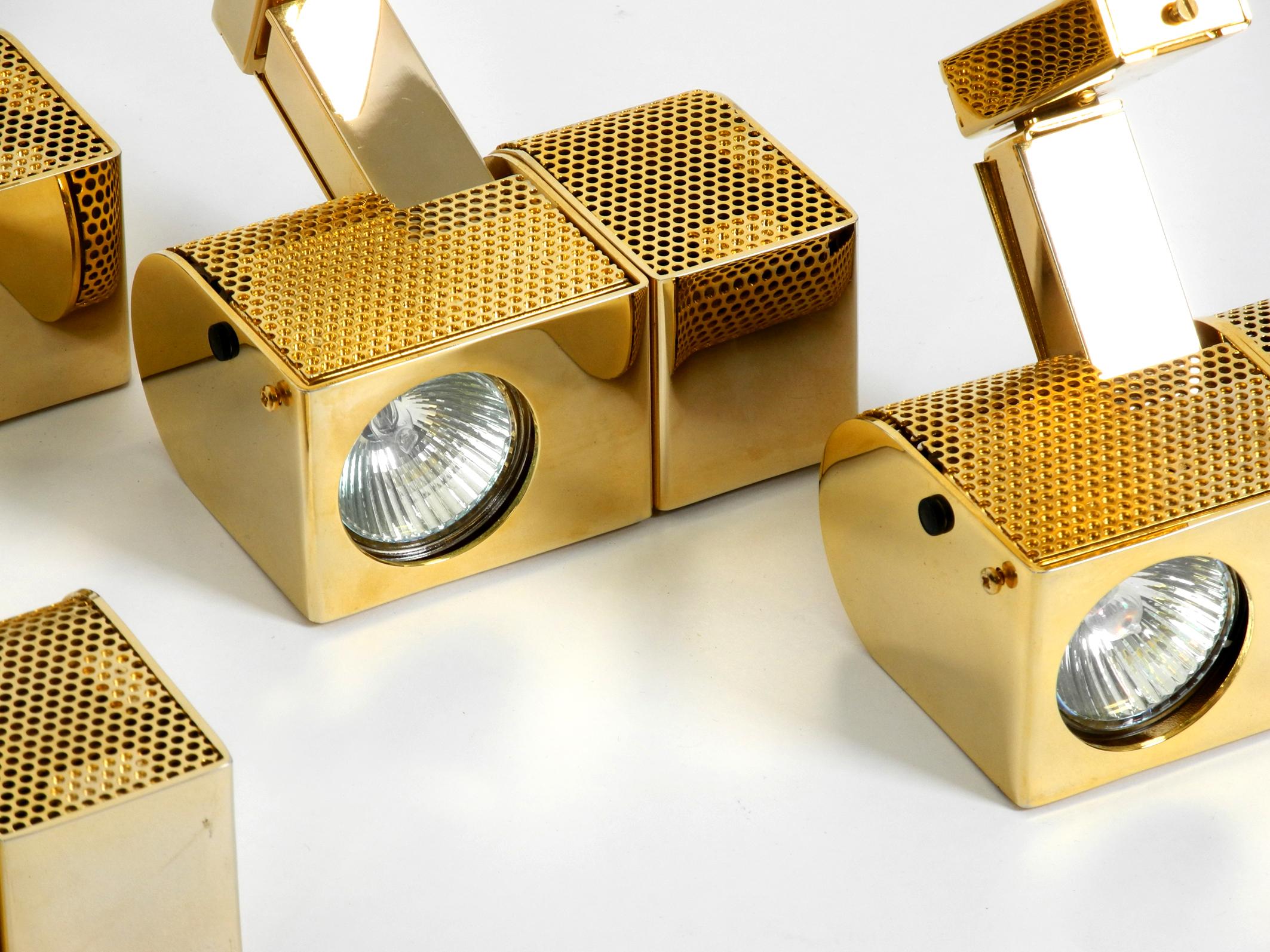 Four Gold-Colored Halogen Wall or Ceiling Spotlights from the 1980s In Excellent Condition In München, DE