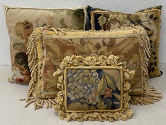 Four Gorgeous Petit Point and Needlepoint Throw Pillows Classical Scenes