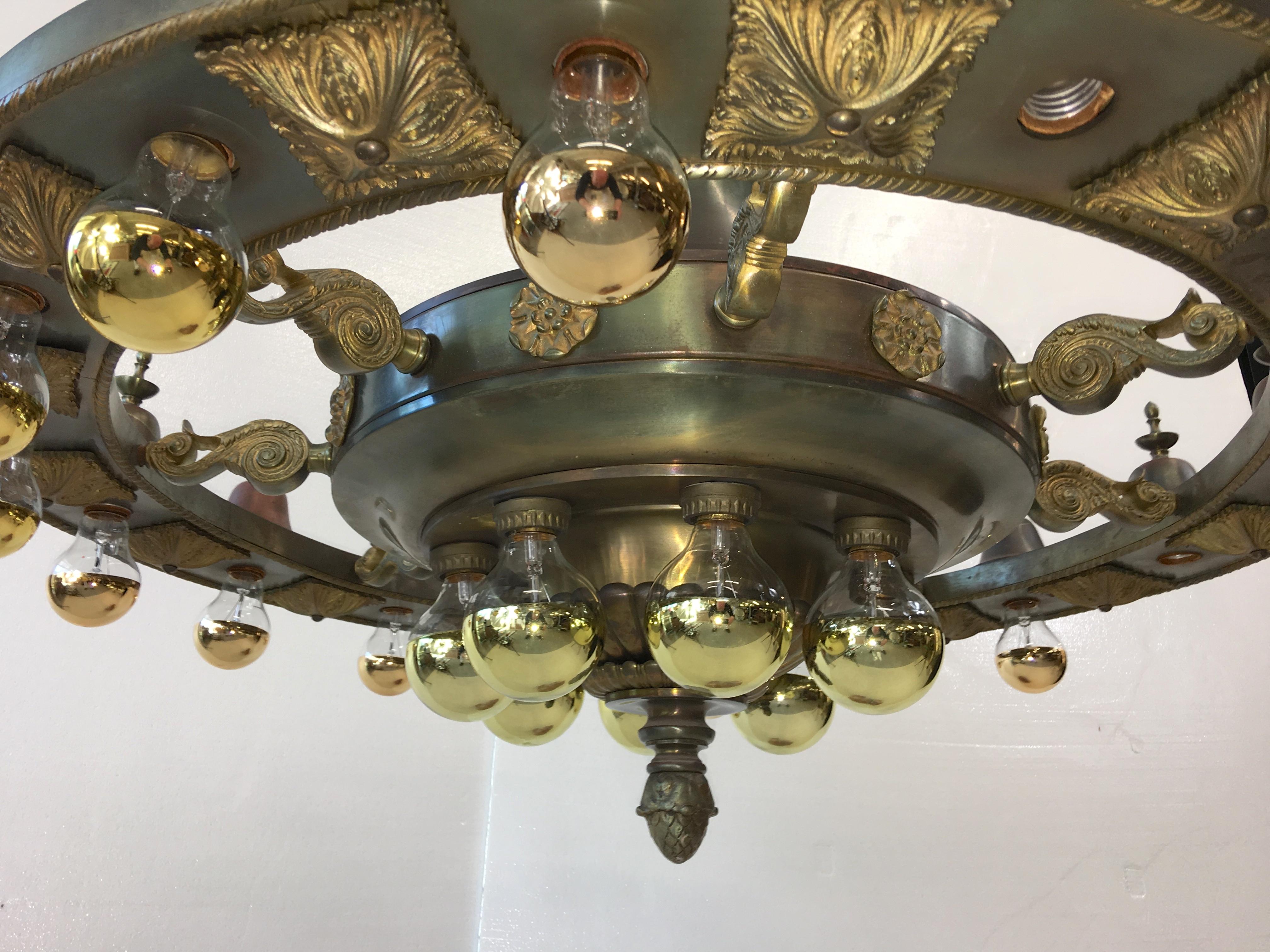 Early 19th Century Grand Scale Bronze Lobby Chandelier