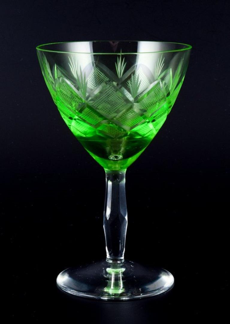Danish Four Green White Wine Glasses, 