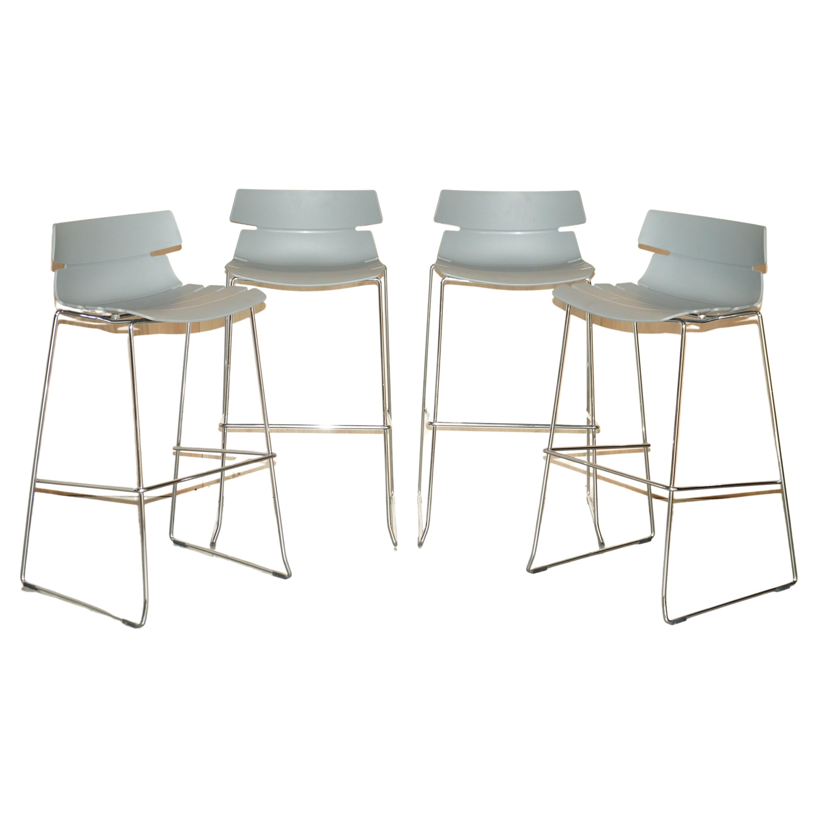 FOUR GREY WHITELEAF FURNITURE LTD DESIGNER STACKING BAR STOOLS PART OF A SUITe