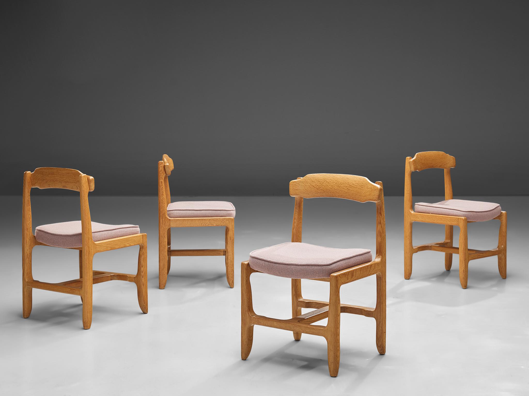 Mid-Century Modern Four Guillerme et Chambron Dining Chairs in Solid Oak