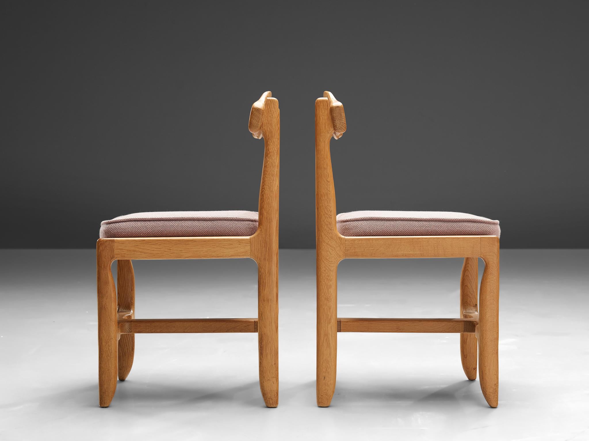 Four Guillerme et Chambron Dining Chairs in Solid Oak In Good Condition In Waalwijk, NL
