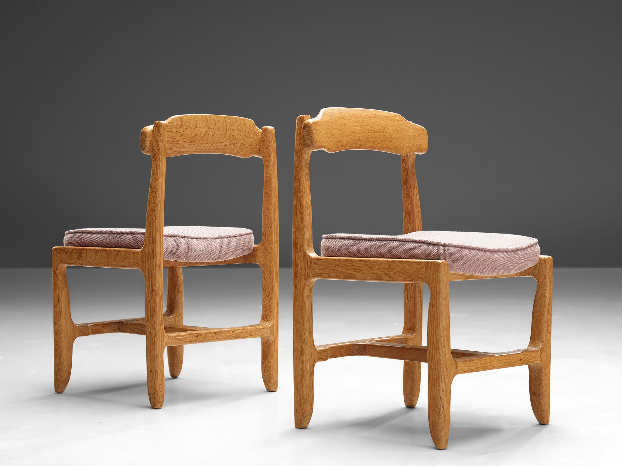 Mid-20th Century Four Guillerme et Chambron Dining Chairs in Solid Oak