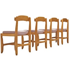 Four Guillerme et Chambron Dining Chairs in Solid Oak
