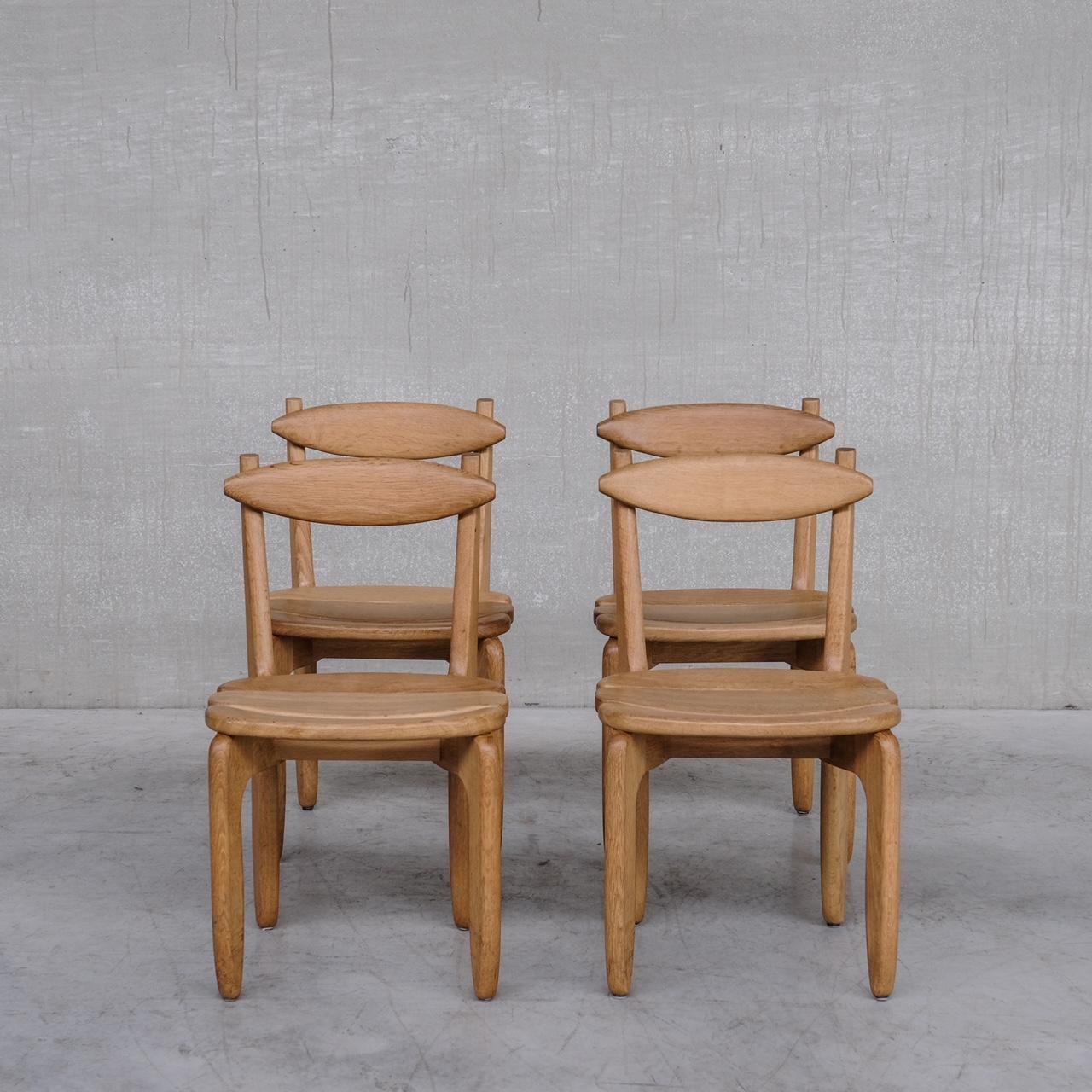 Four Guillerme et Chambron Wooden Thierry Mid-Century Dining Chairs 1