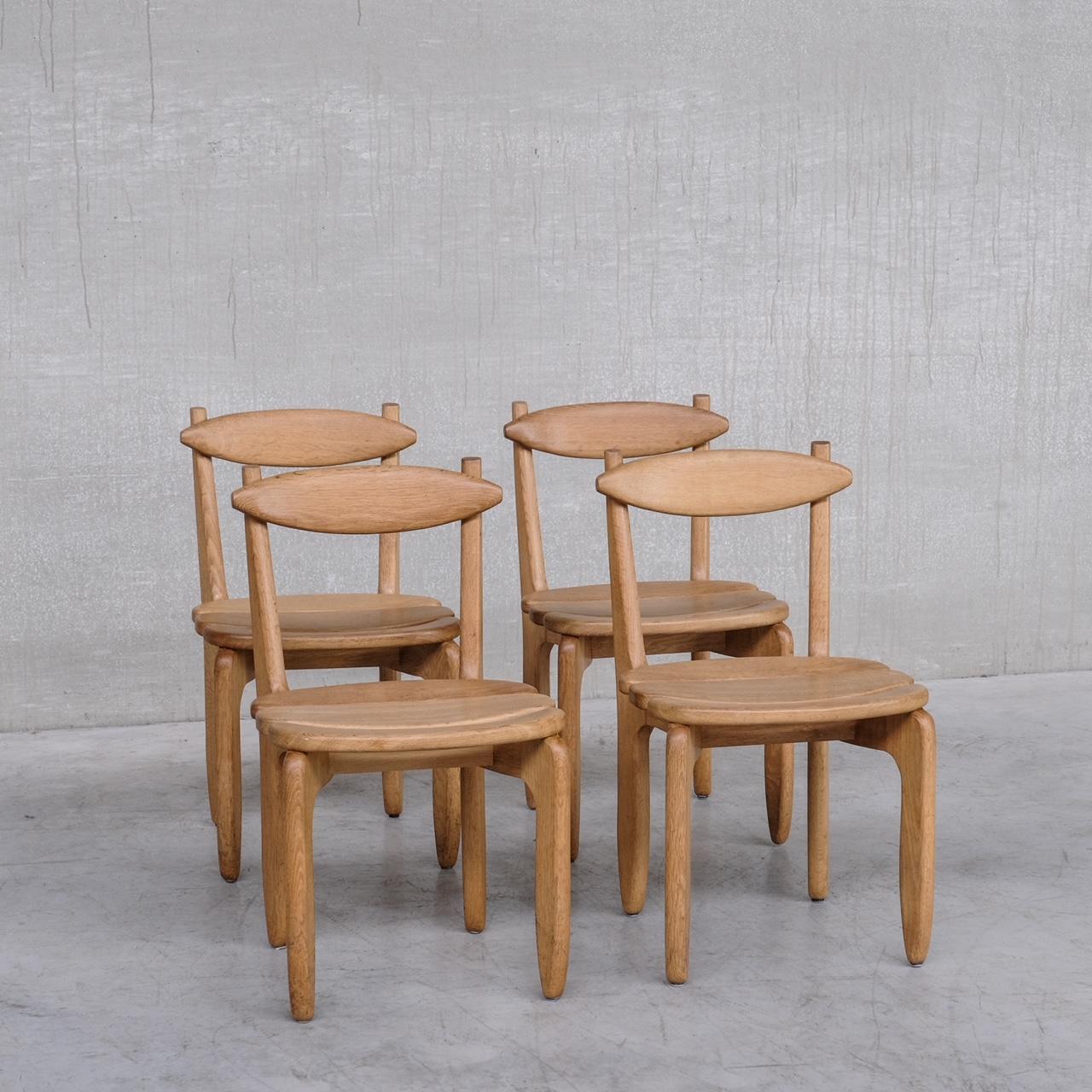 Four Guillerme et Chambron Wooden Thierry Mid-Century Dining Chairs 2