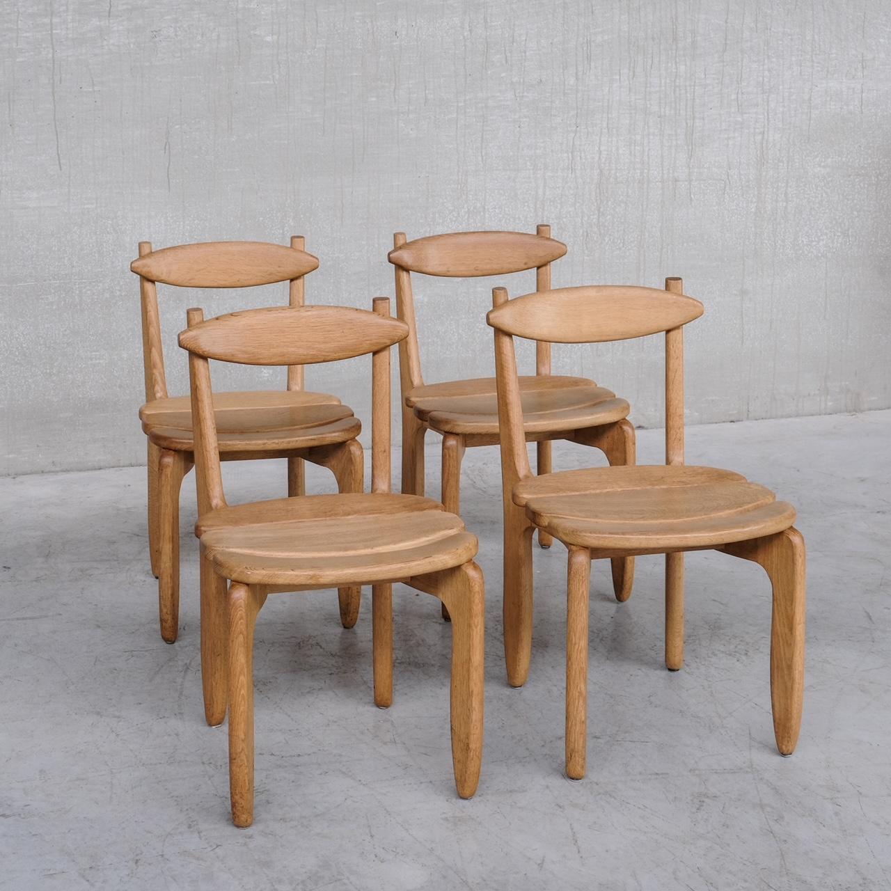 Four Guillerme et Chambron Wooden Thierry Mid-Century Dining Chairs 3