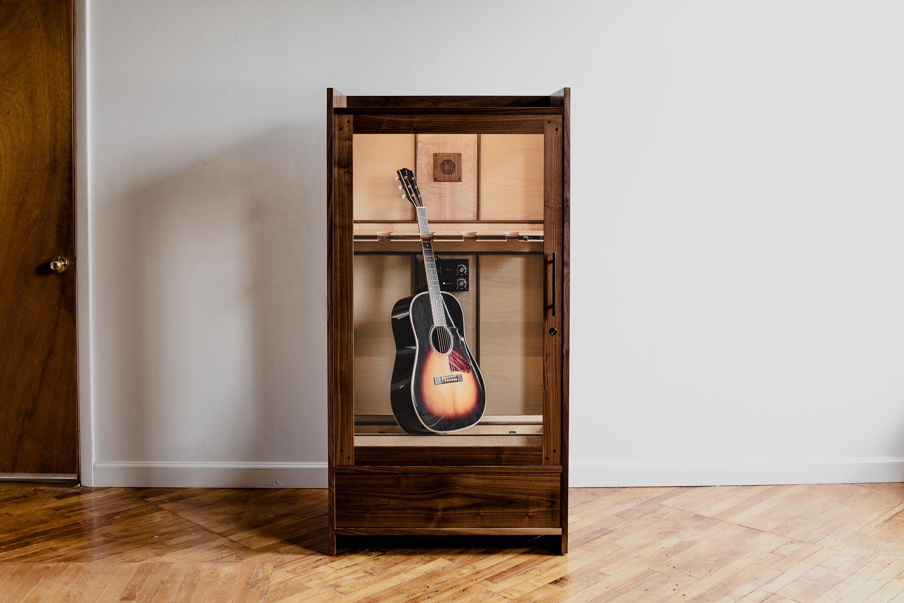 Four Guitar Humidor, Wooden Display Case, the Guitar Habitat For Sale