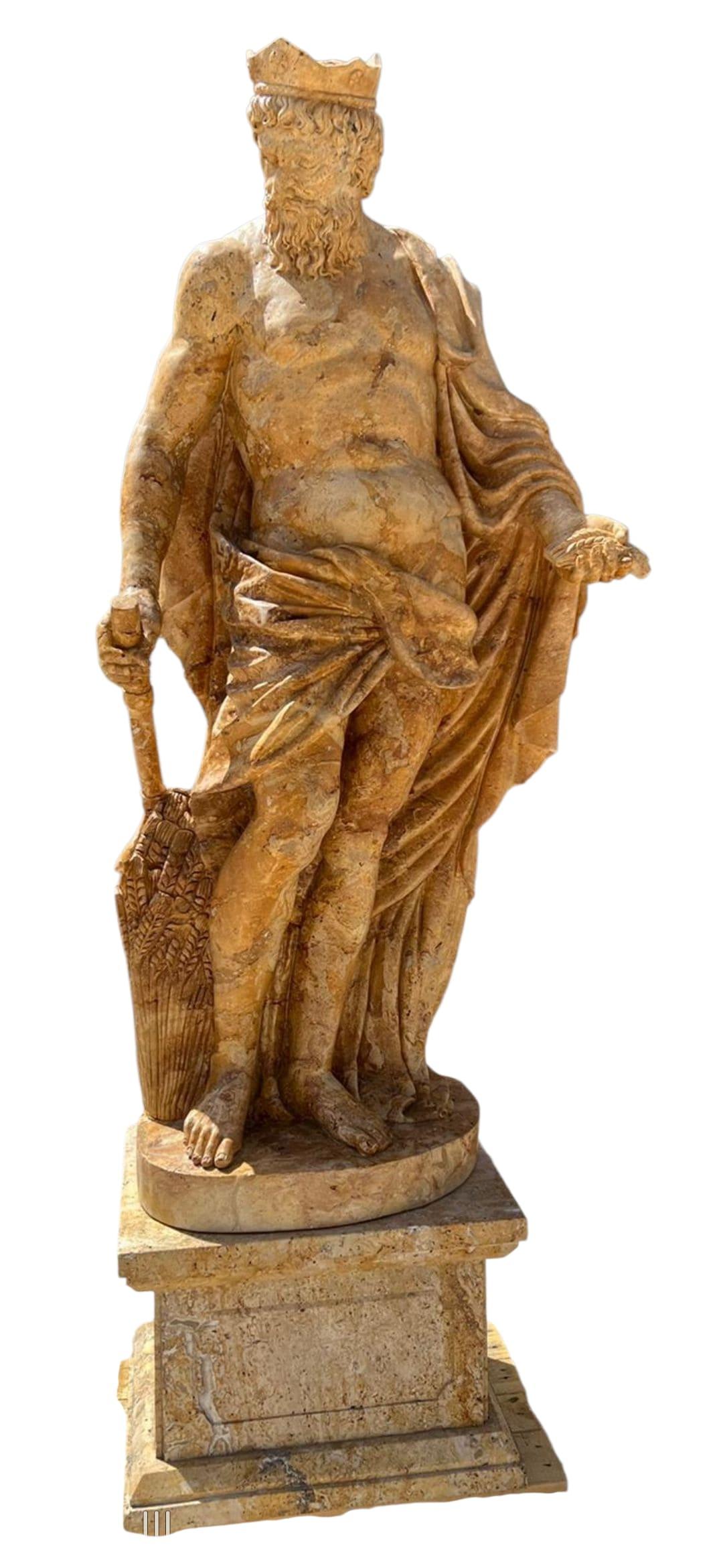 Four Hand-Carved Italian Marble Statues Representing the Four Seasons, 220 cm For Sale 6